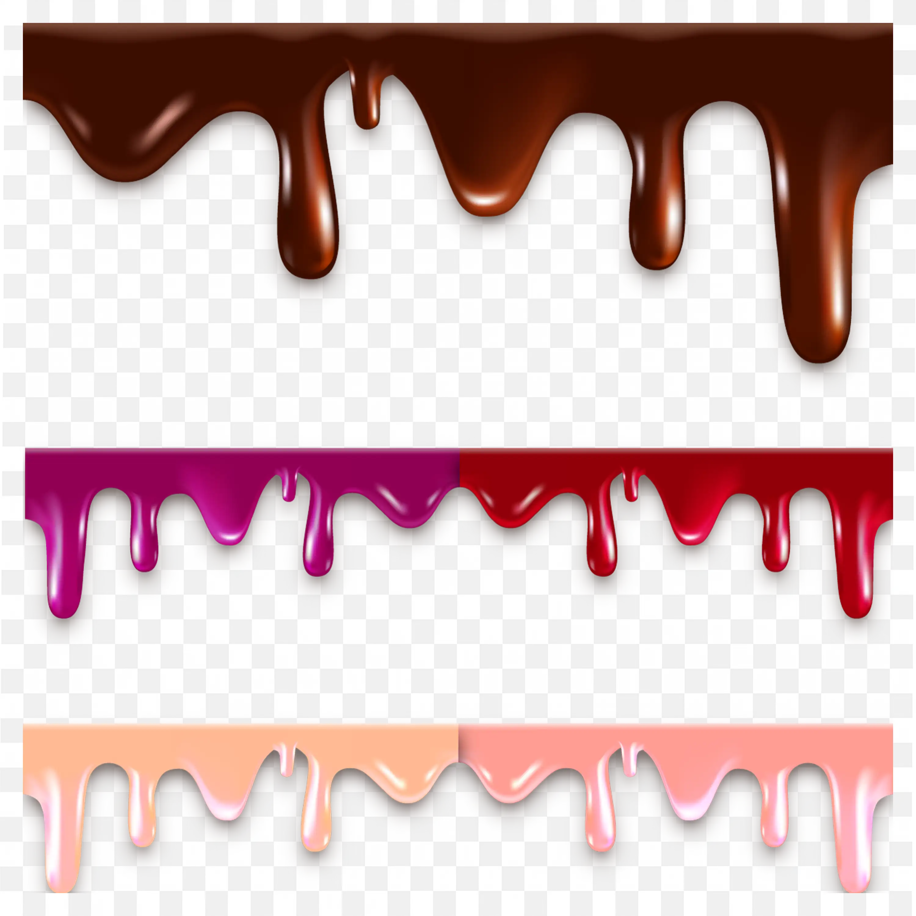 Dripping of Melted Chocolate and Cream in Three Layers PNG
