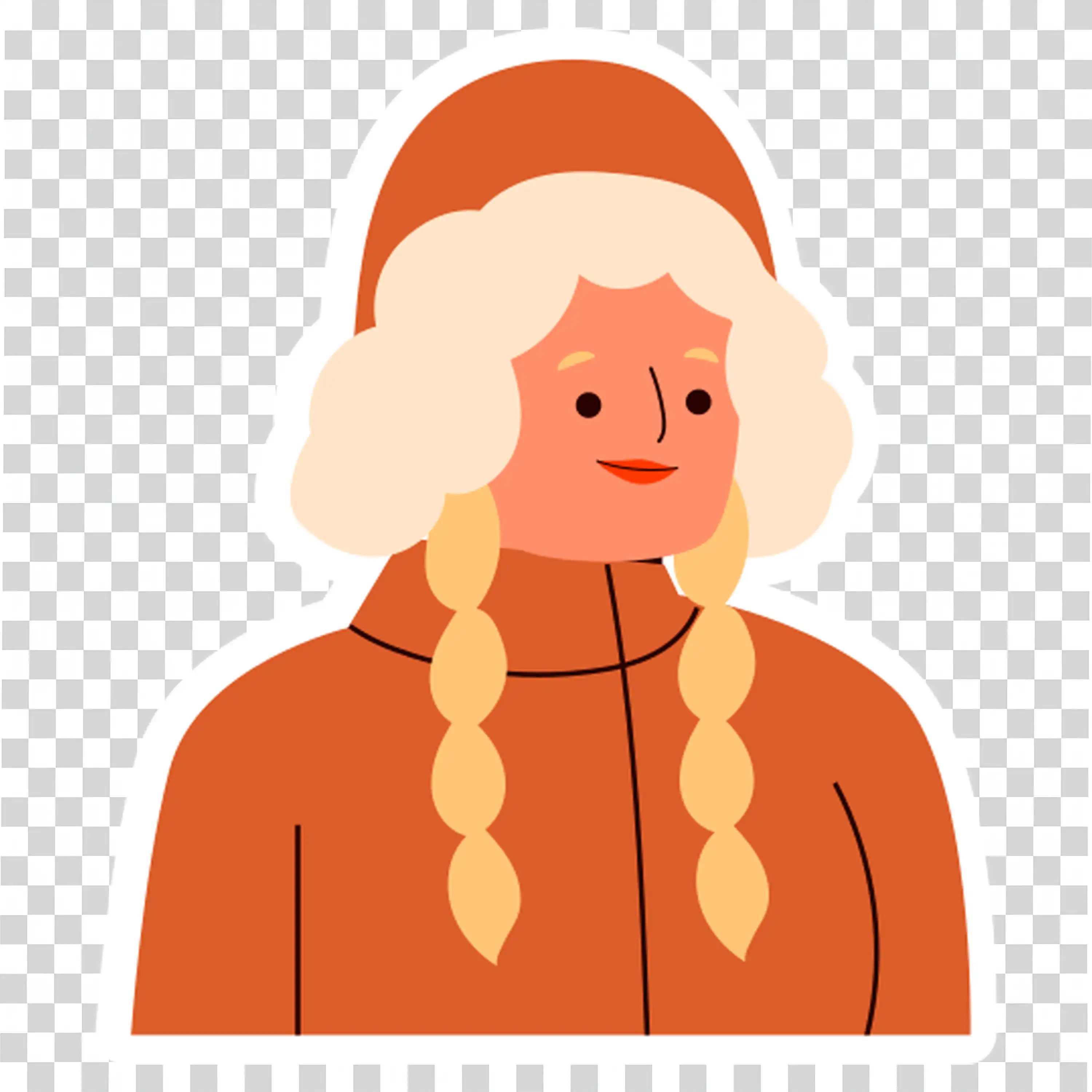 Elder woman with braids wearing cozy sweater free PNG