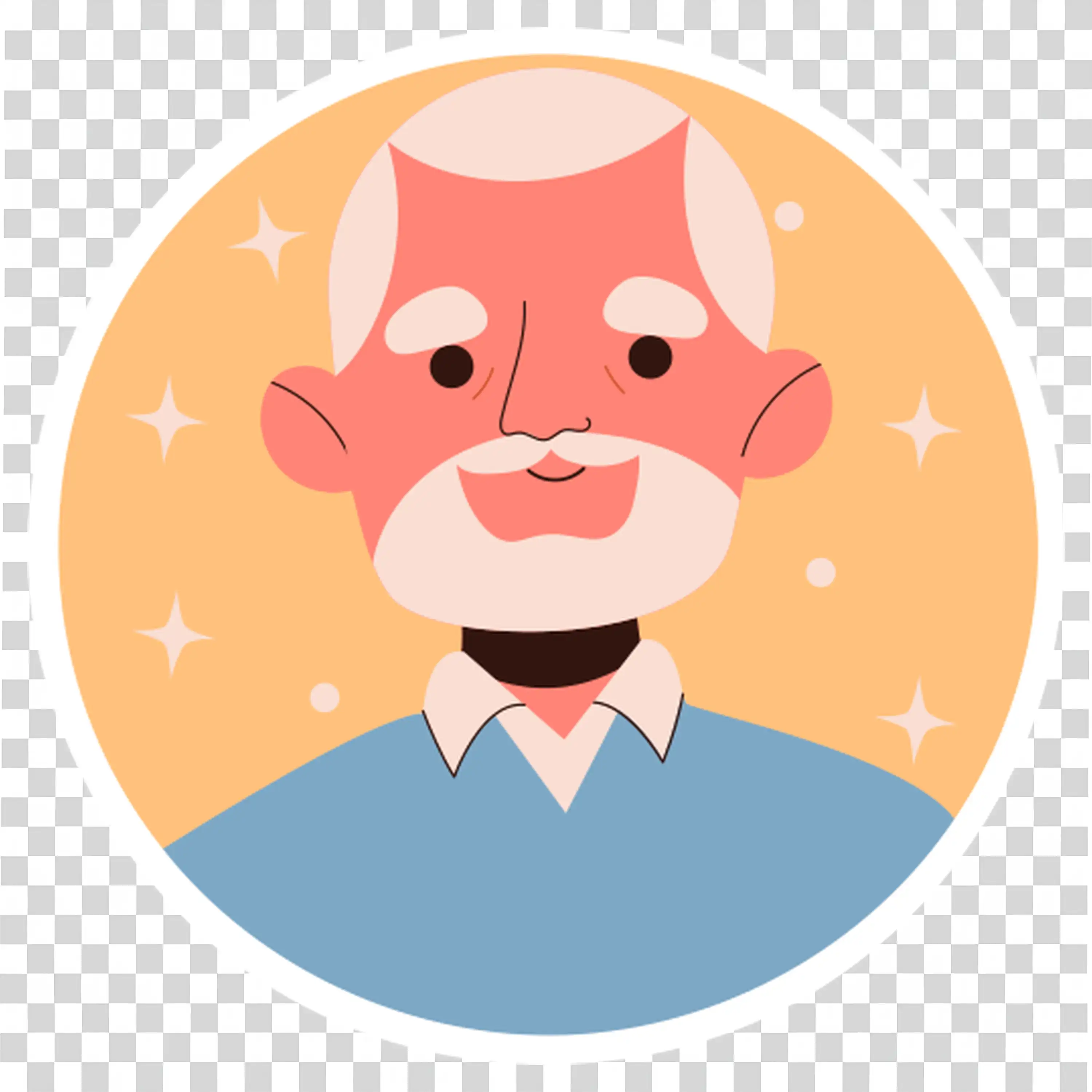 Elderly Man Smiling with Mustache and Red Sweater free PNG