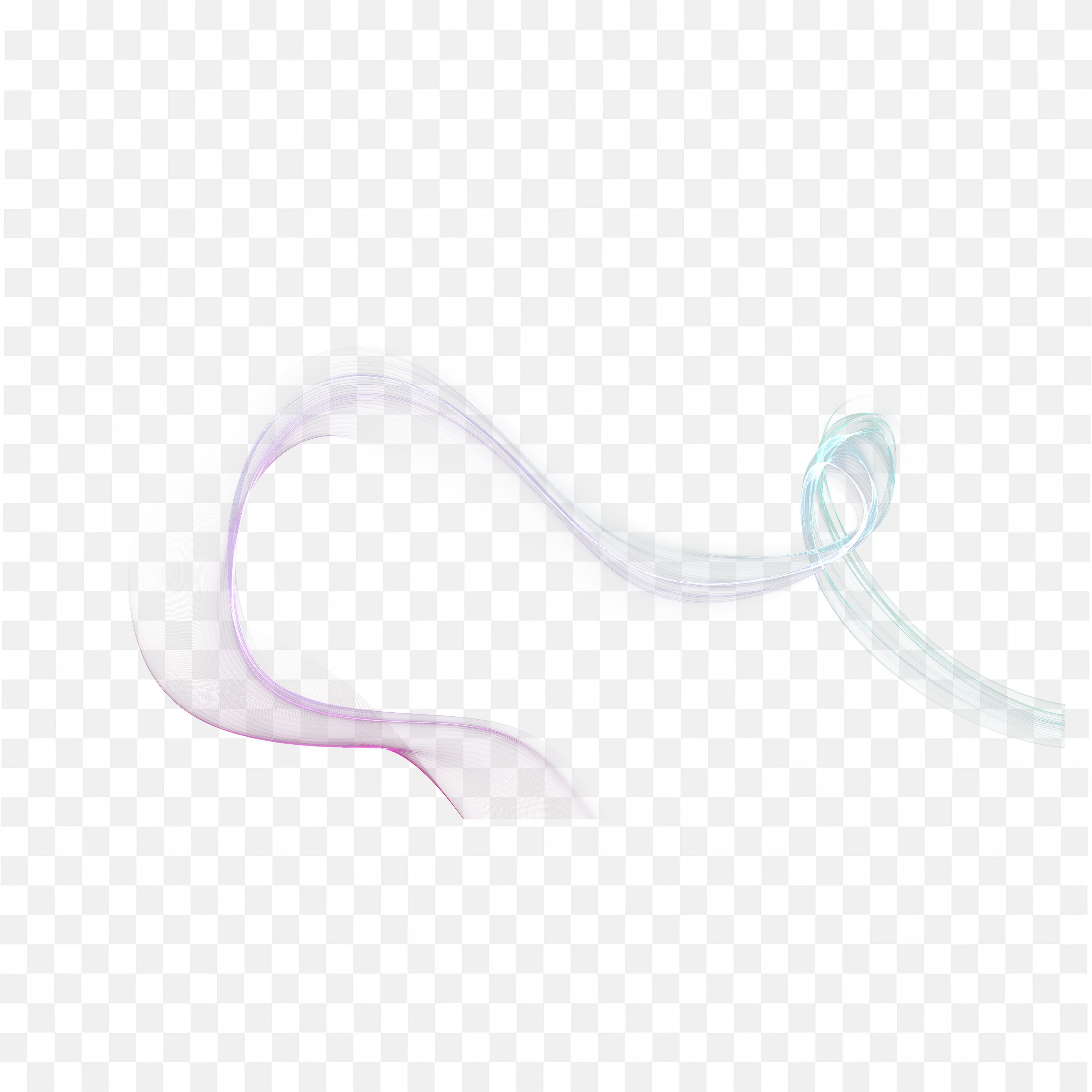 Elegant Purple and Teal Smoke Line Wave on White PNG