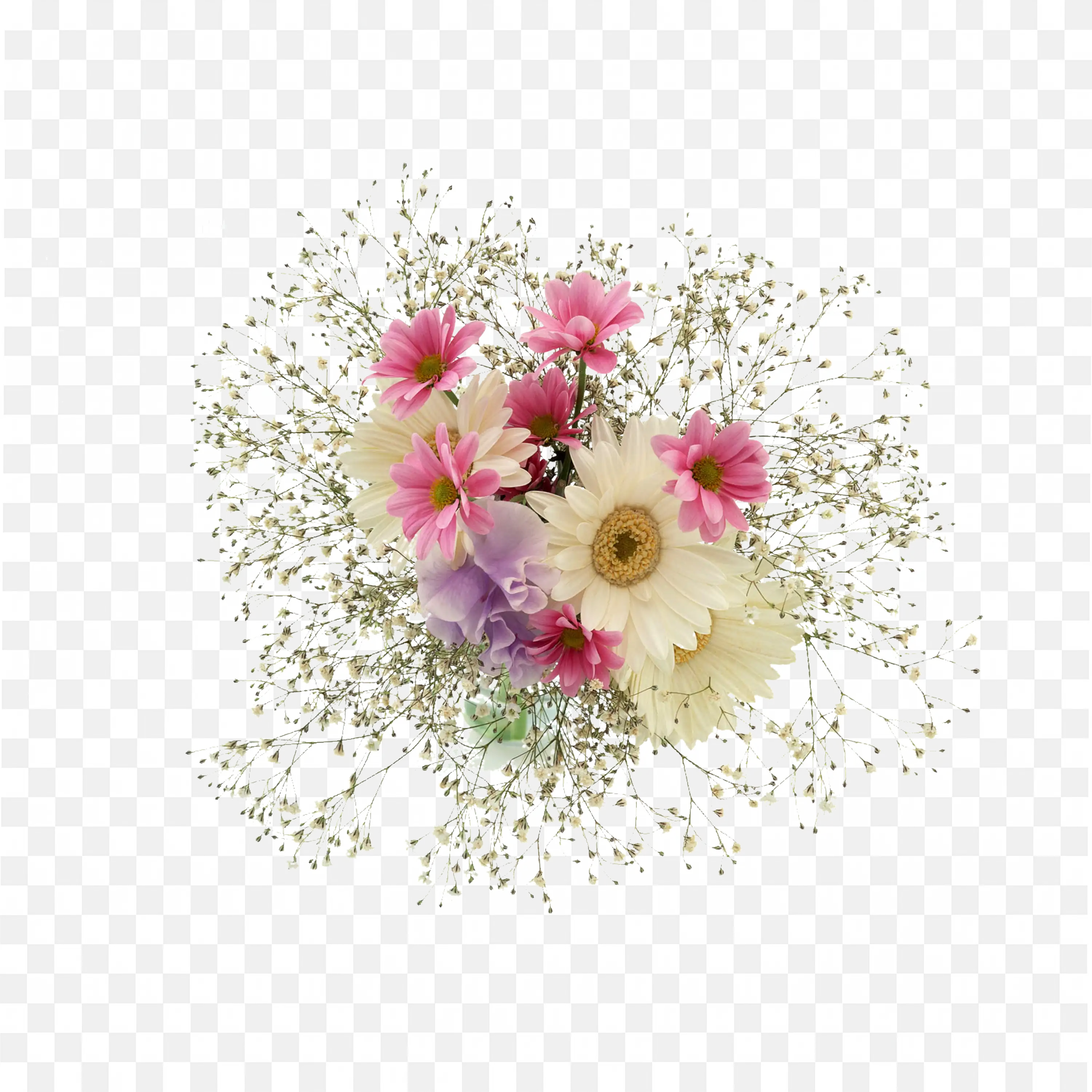 Elegant White and Pink Flowers Bouquet Design Clip Art