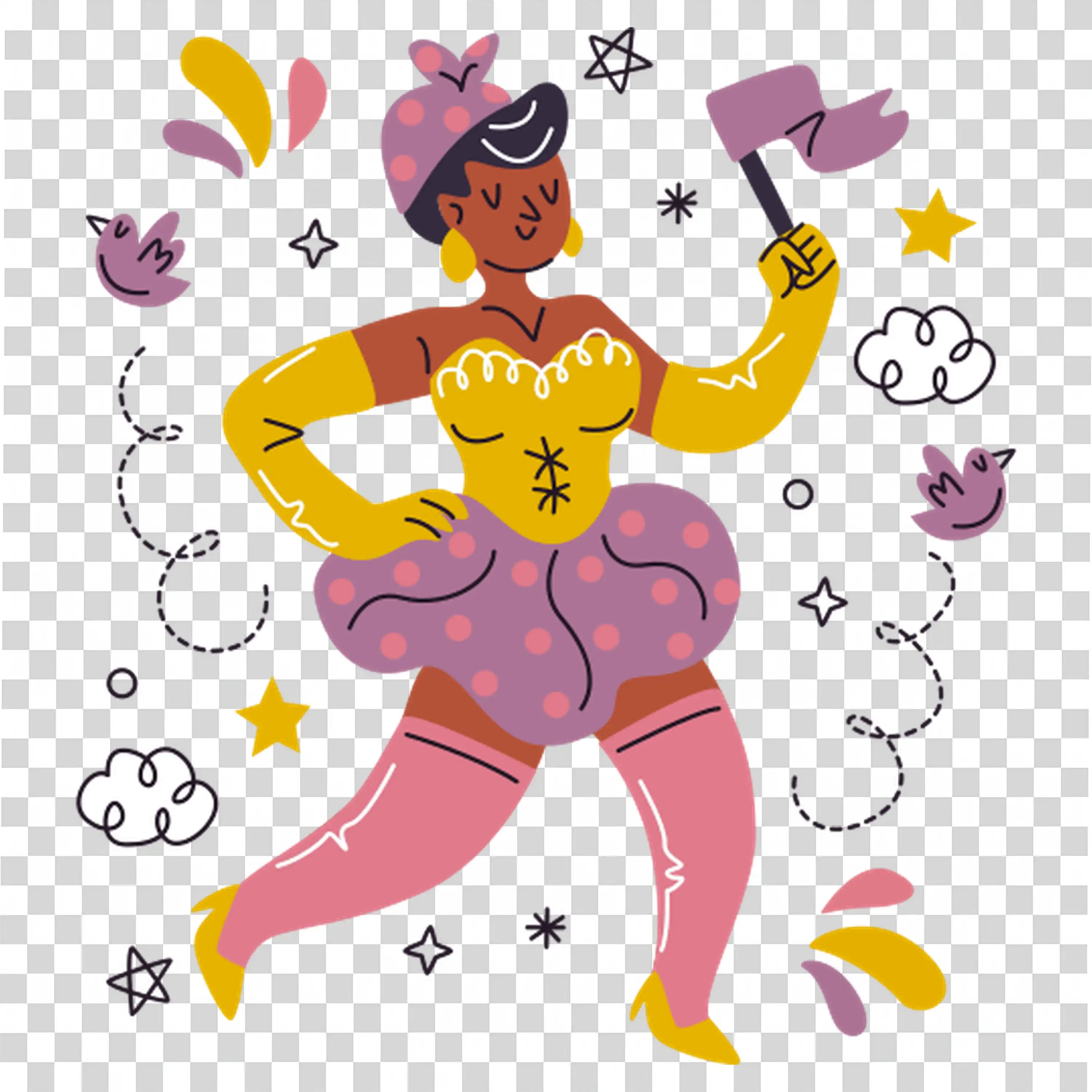 Energetic Woman Dancing Celebrating Life free PNG