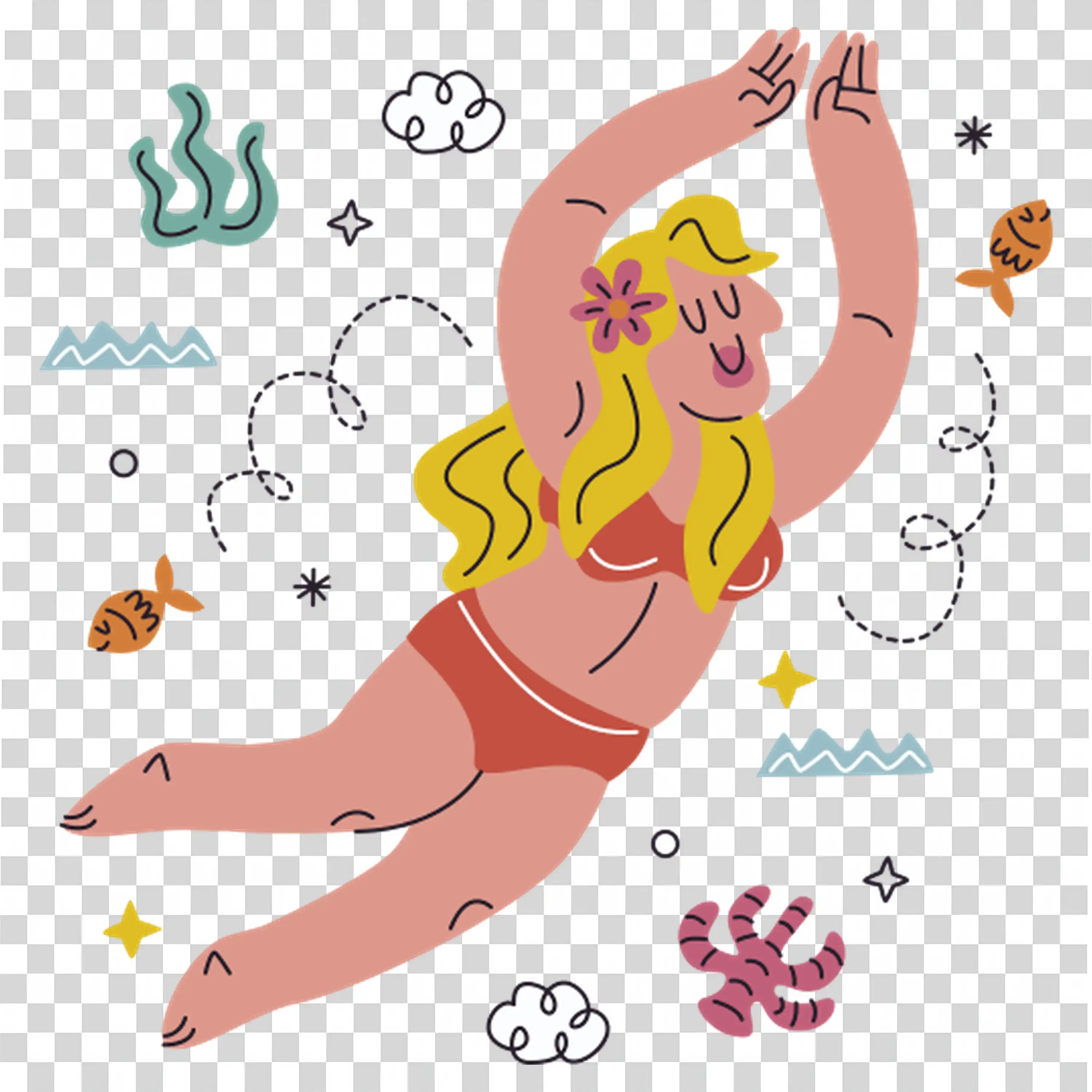 Energetic woman doing yoga with positive vibes free PNG