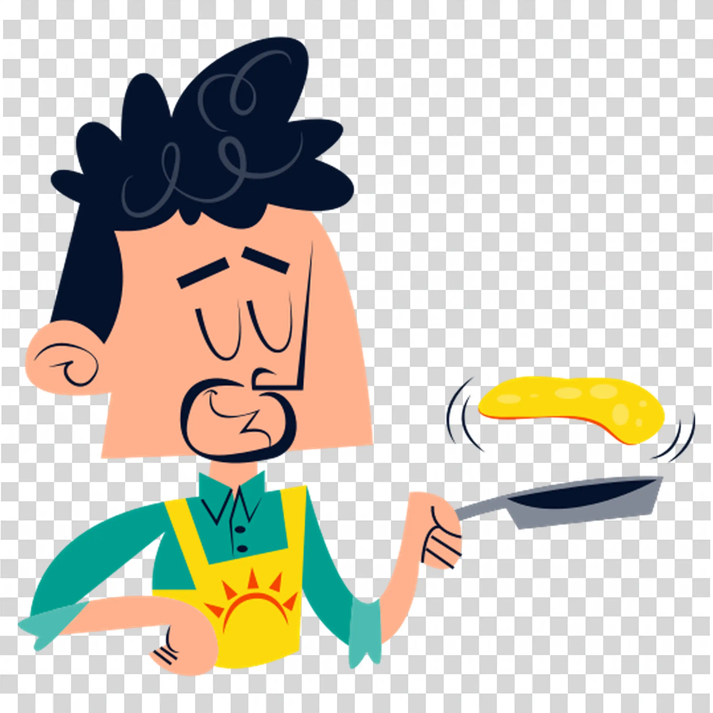 Excited boy holding banana and jumping with joy and fun