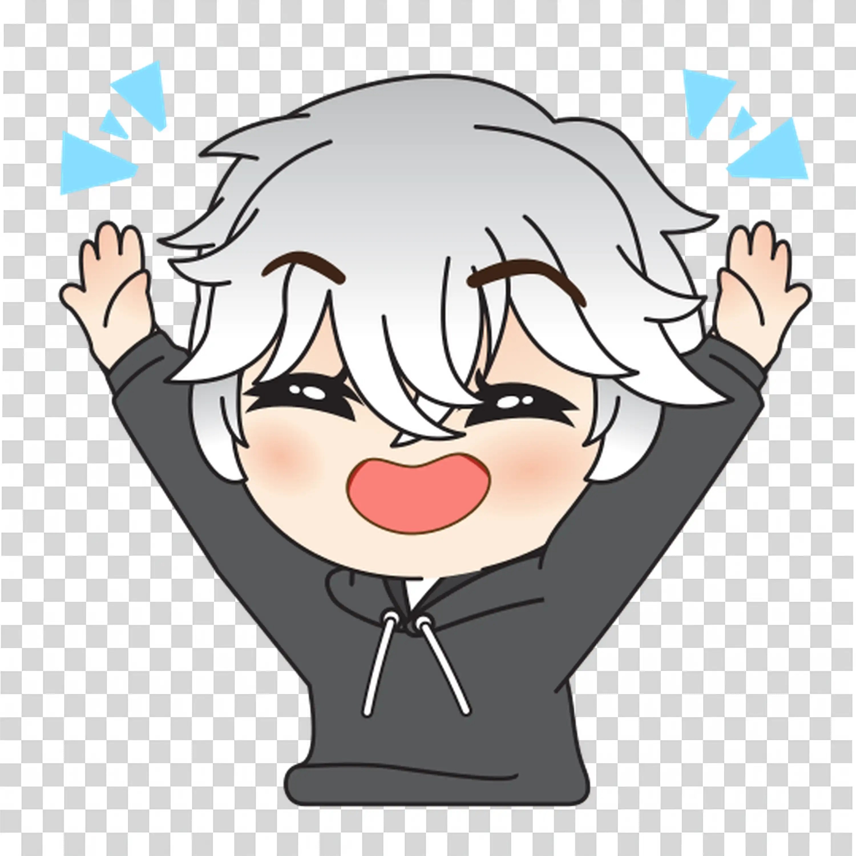 Excited elderly man celebrating with hands raised PNG