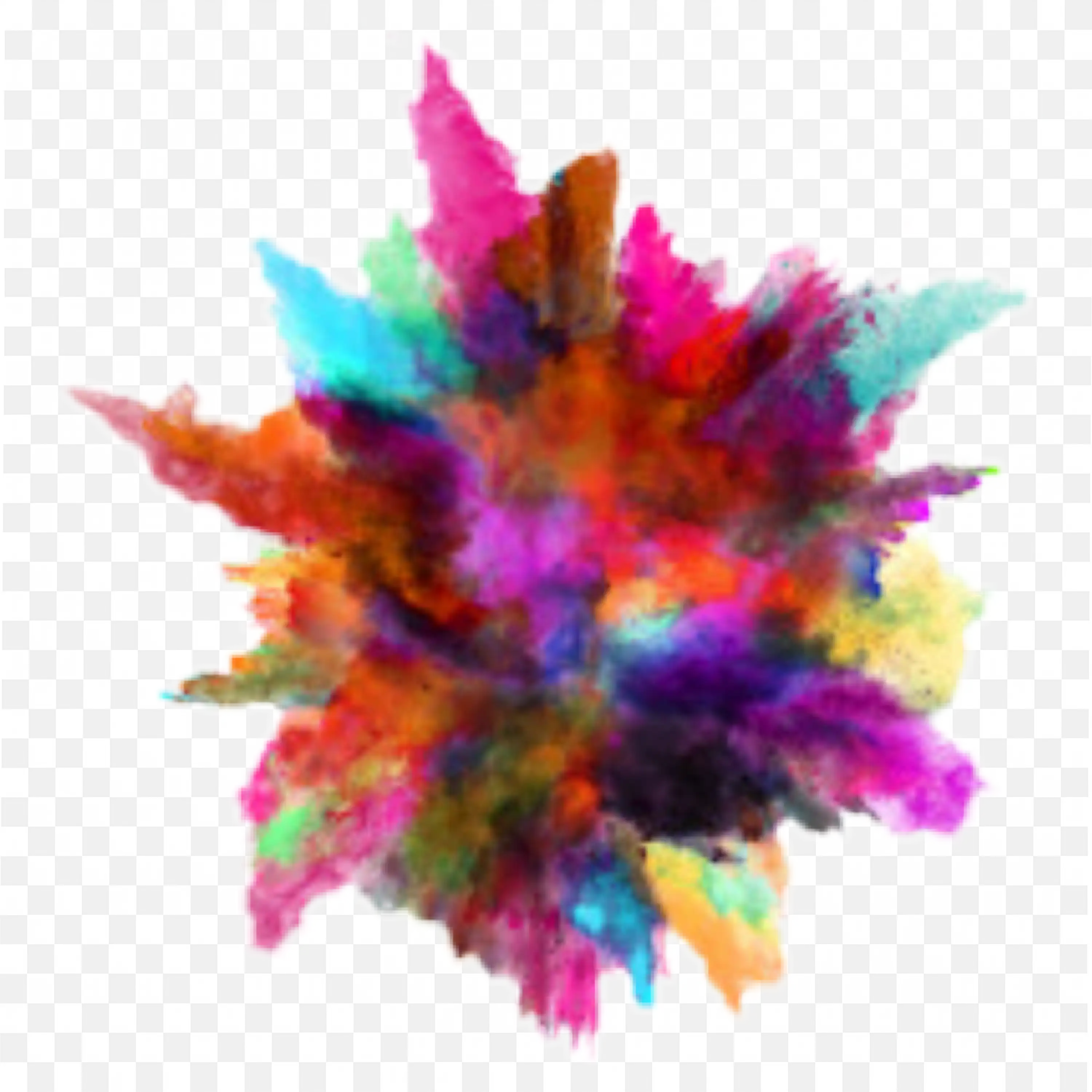 Exploding Colourful Powder Burst with Bright Tones PNG