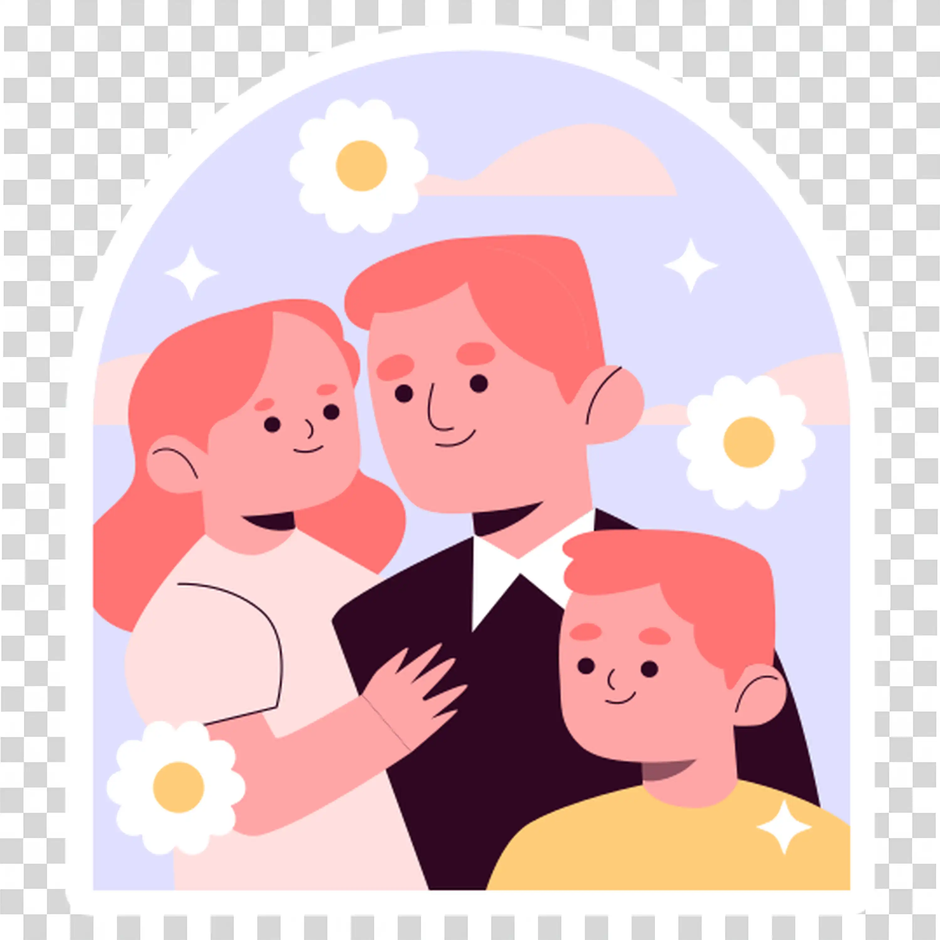 Family hugging each other warmly in loving embrace