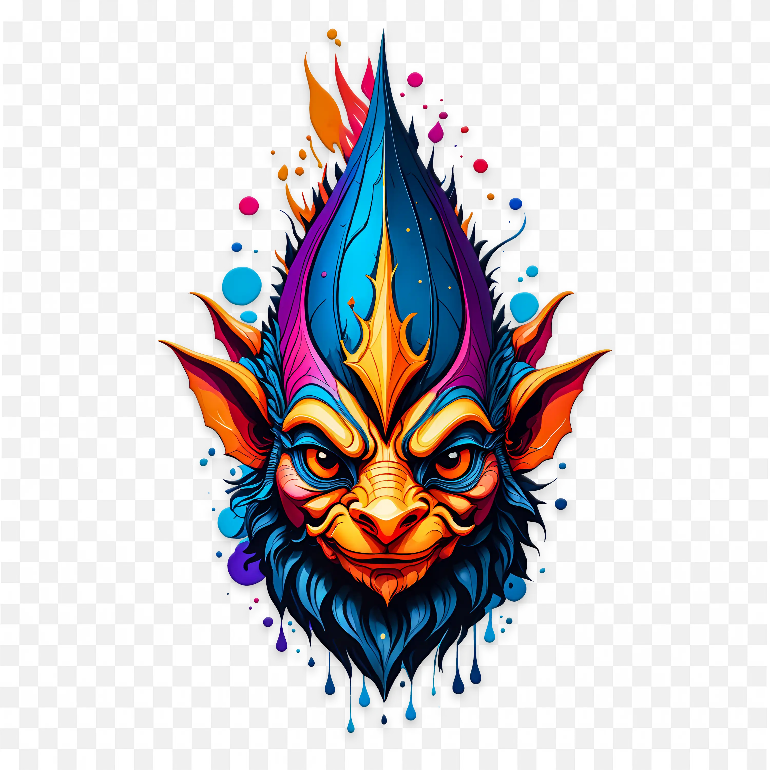 Fantasy Beast with Colourful Fiery and Blue Details PNG