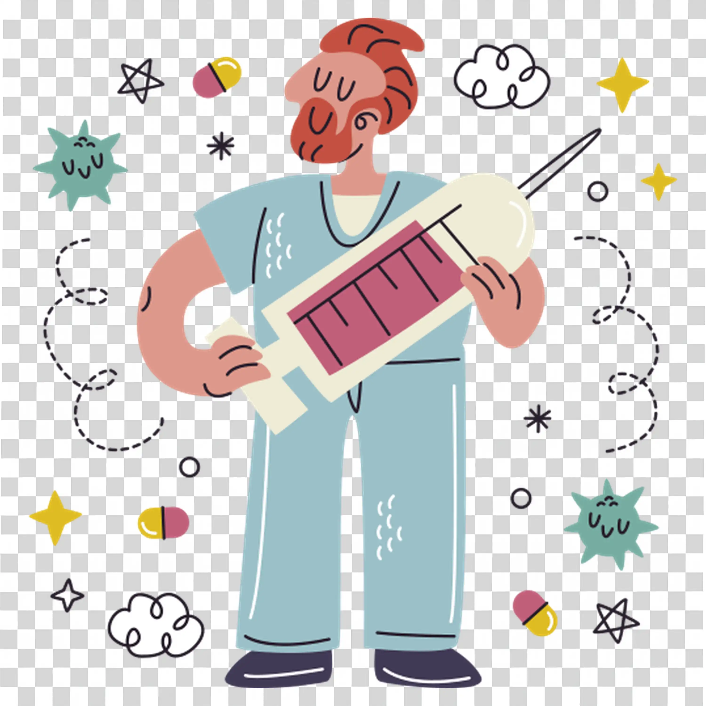 Fashionable Woman Playing Guitar in Boho Style PNG