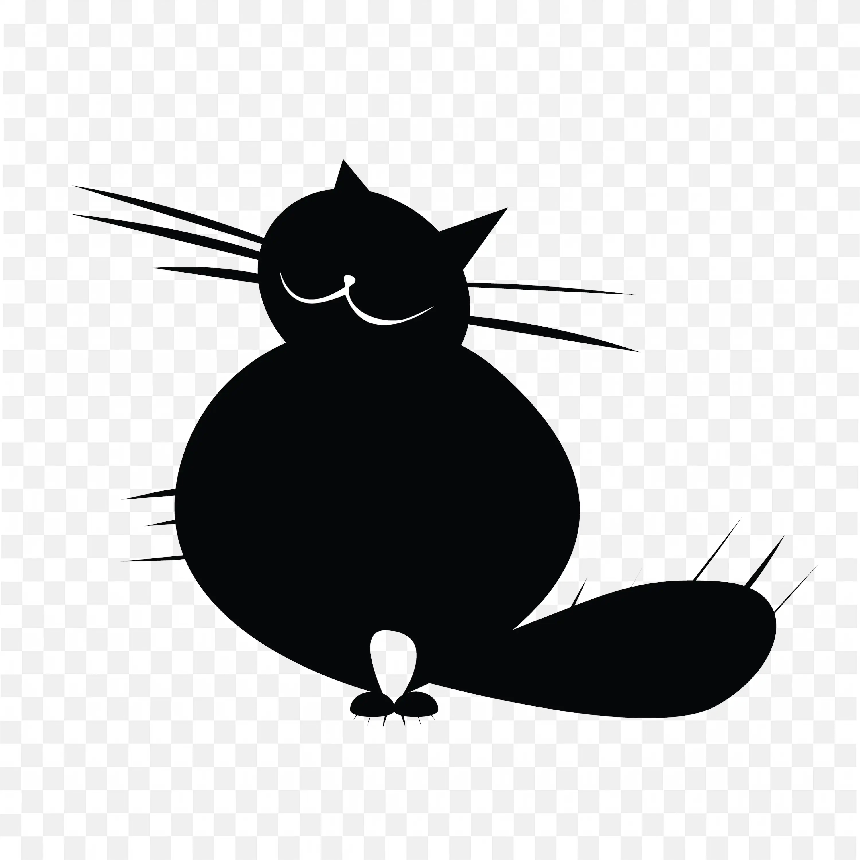 Fat Black Cat with a Cunning Smile Download Free Png