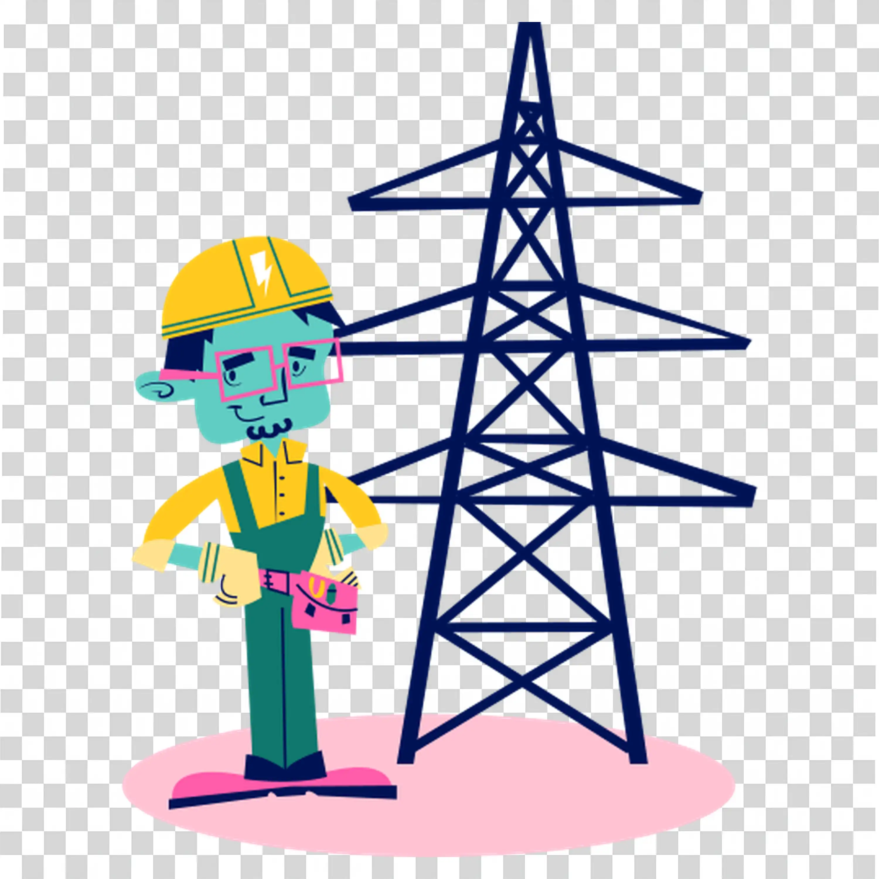Female Engineer Working on Electrical Tower PNG image