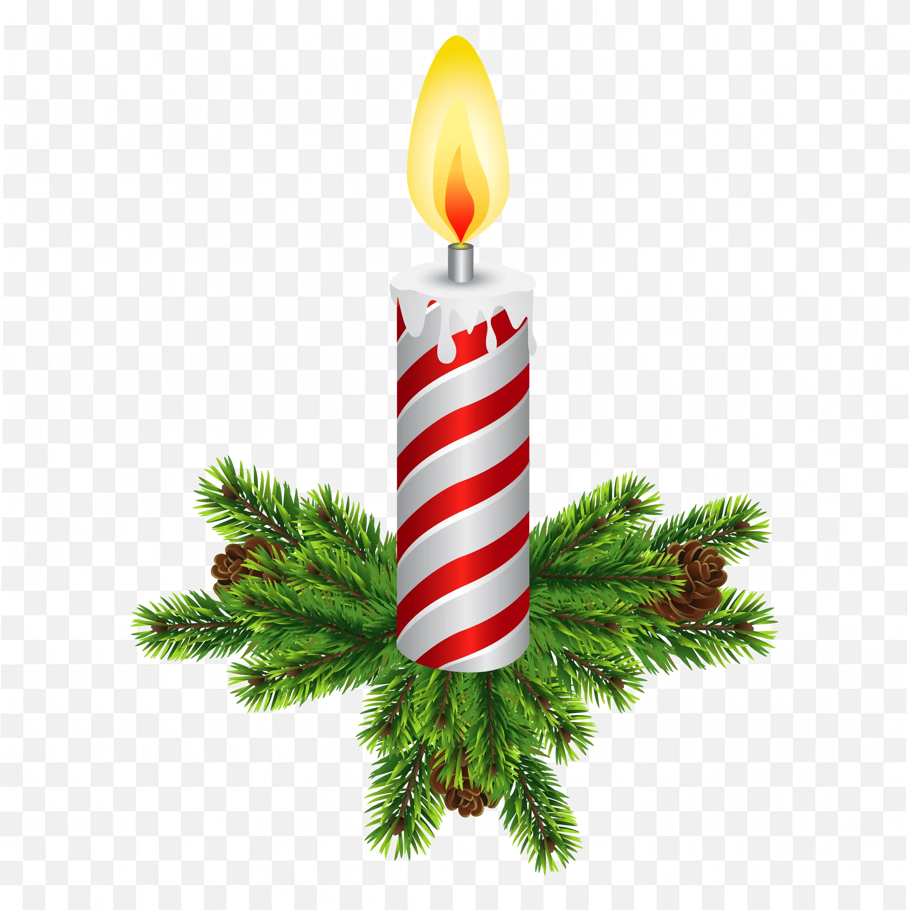 Festival Candle with Pine Leaves for Holiday Decoration