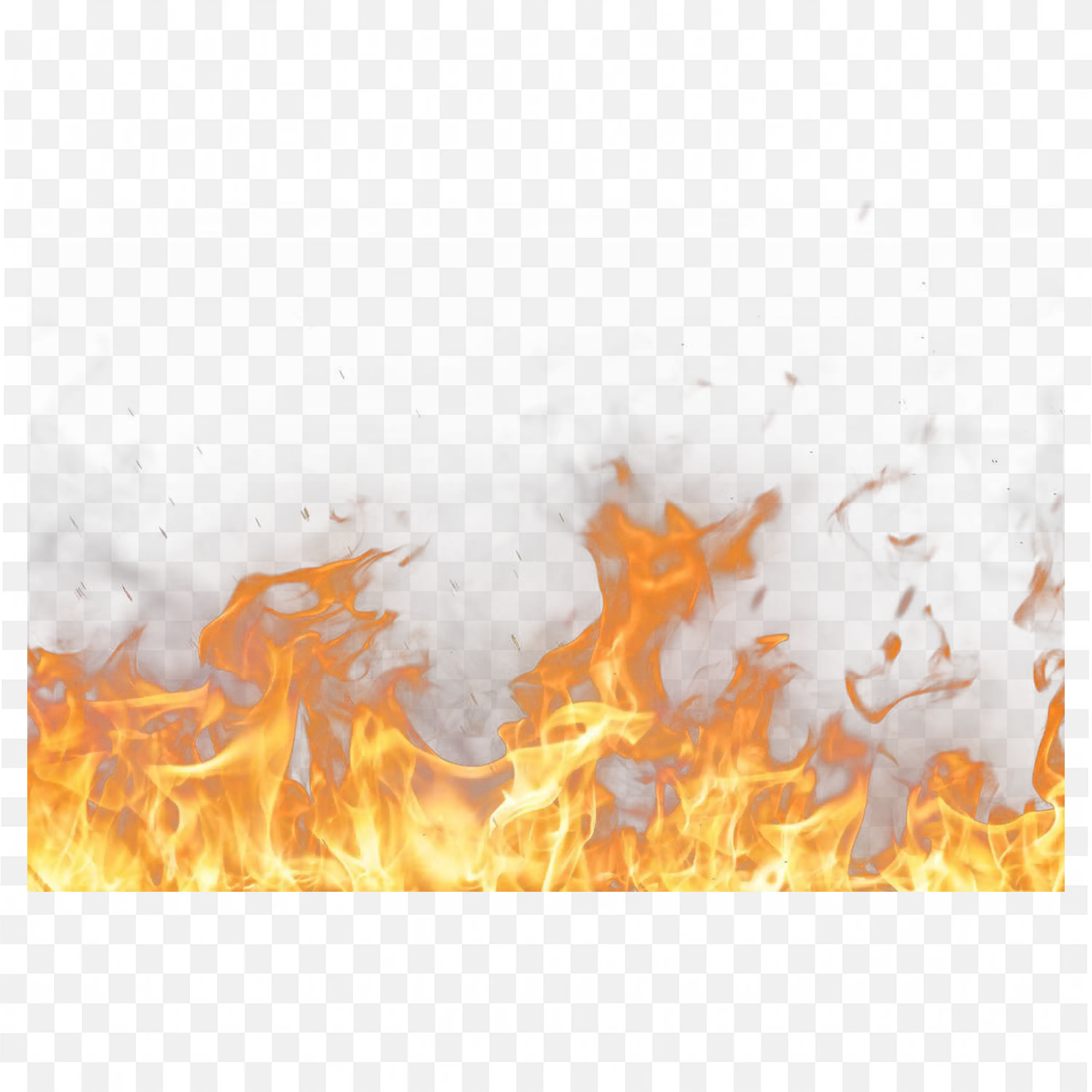 Fire Flames with Smoke on White Background Clip Art PNG