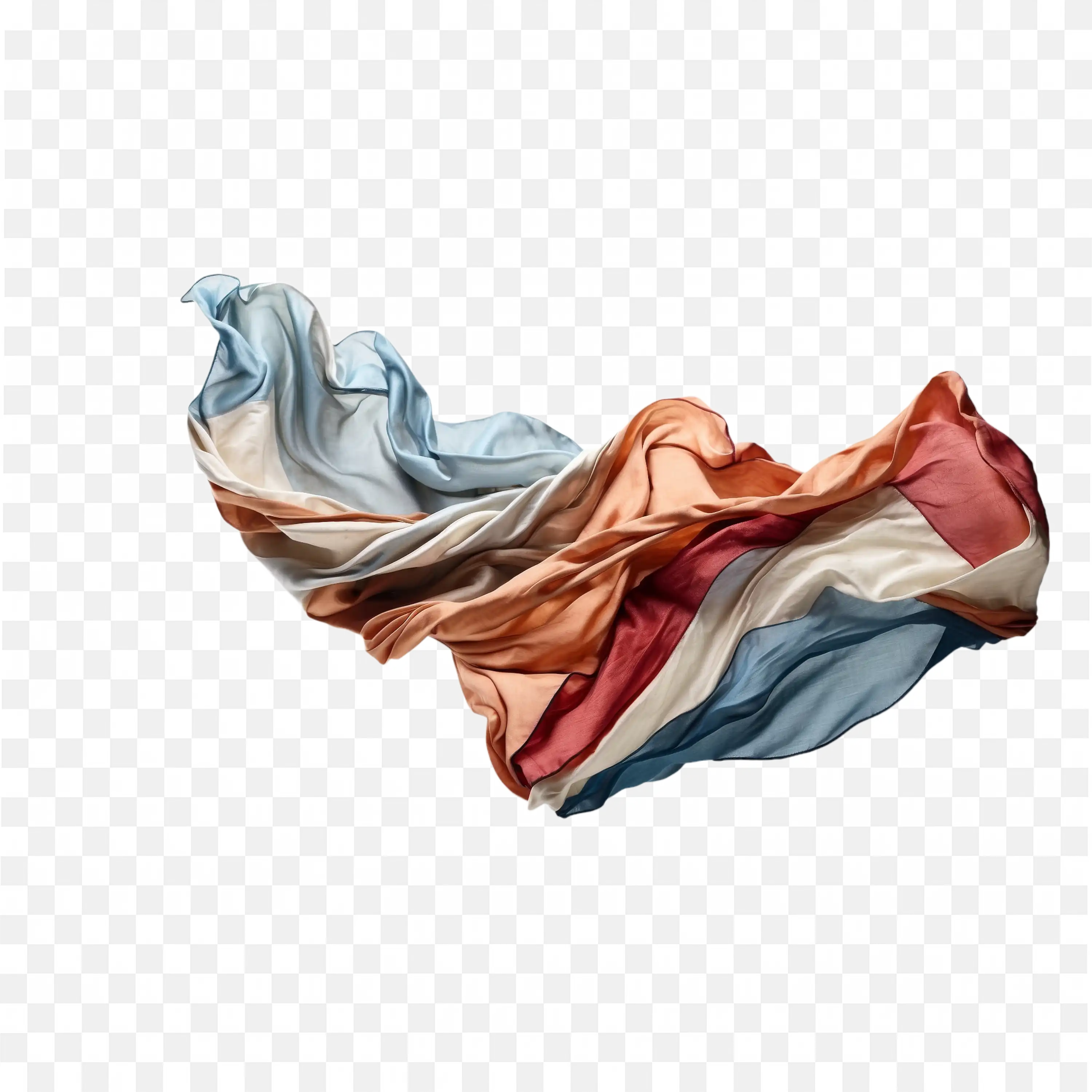Floating Multicoloured Fabric in Soft Motion Flow Free PNG