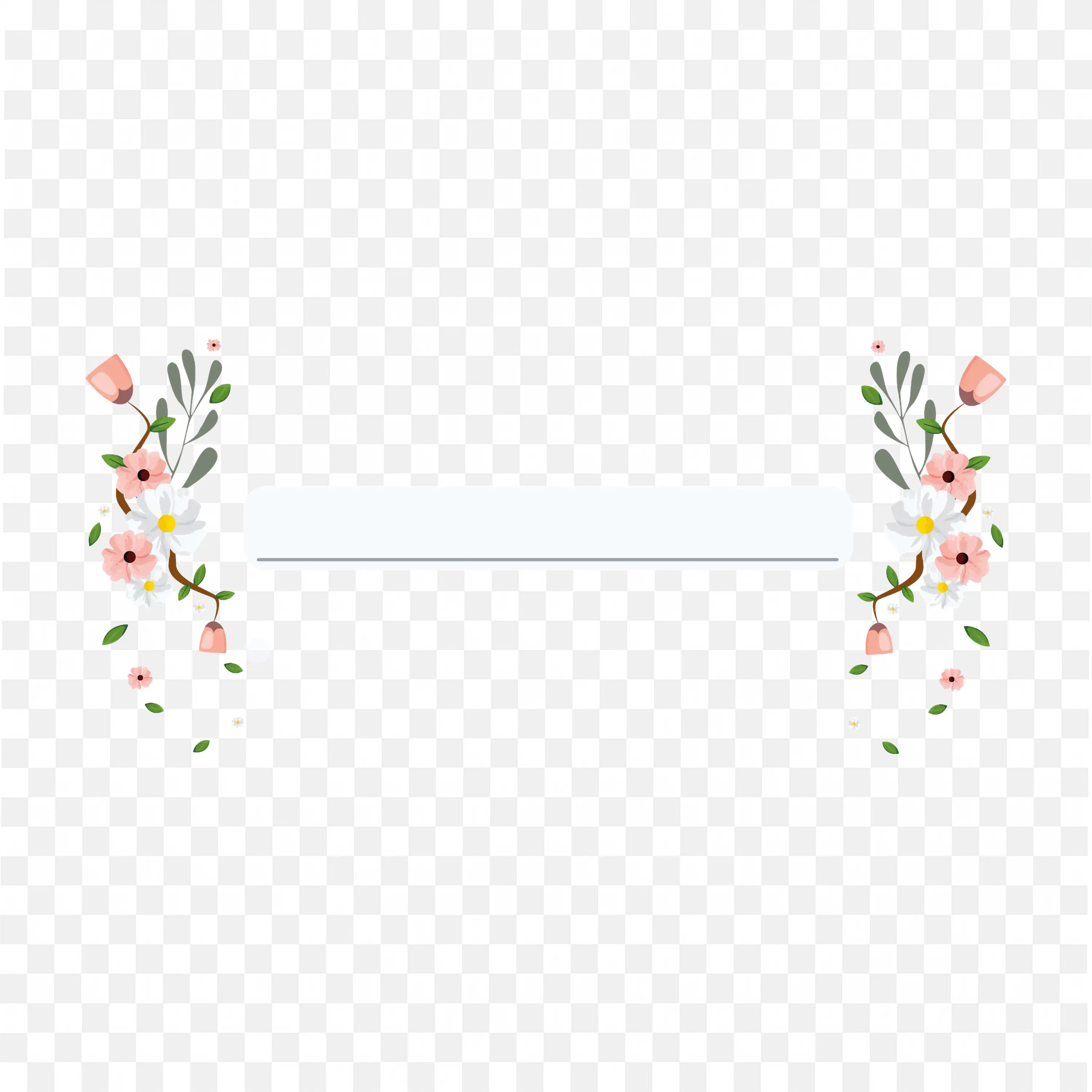 Floral Decorative Frame with Pink and White Flowers PNG