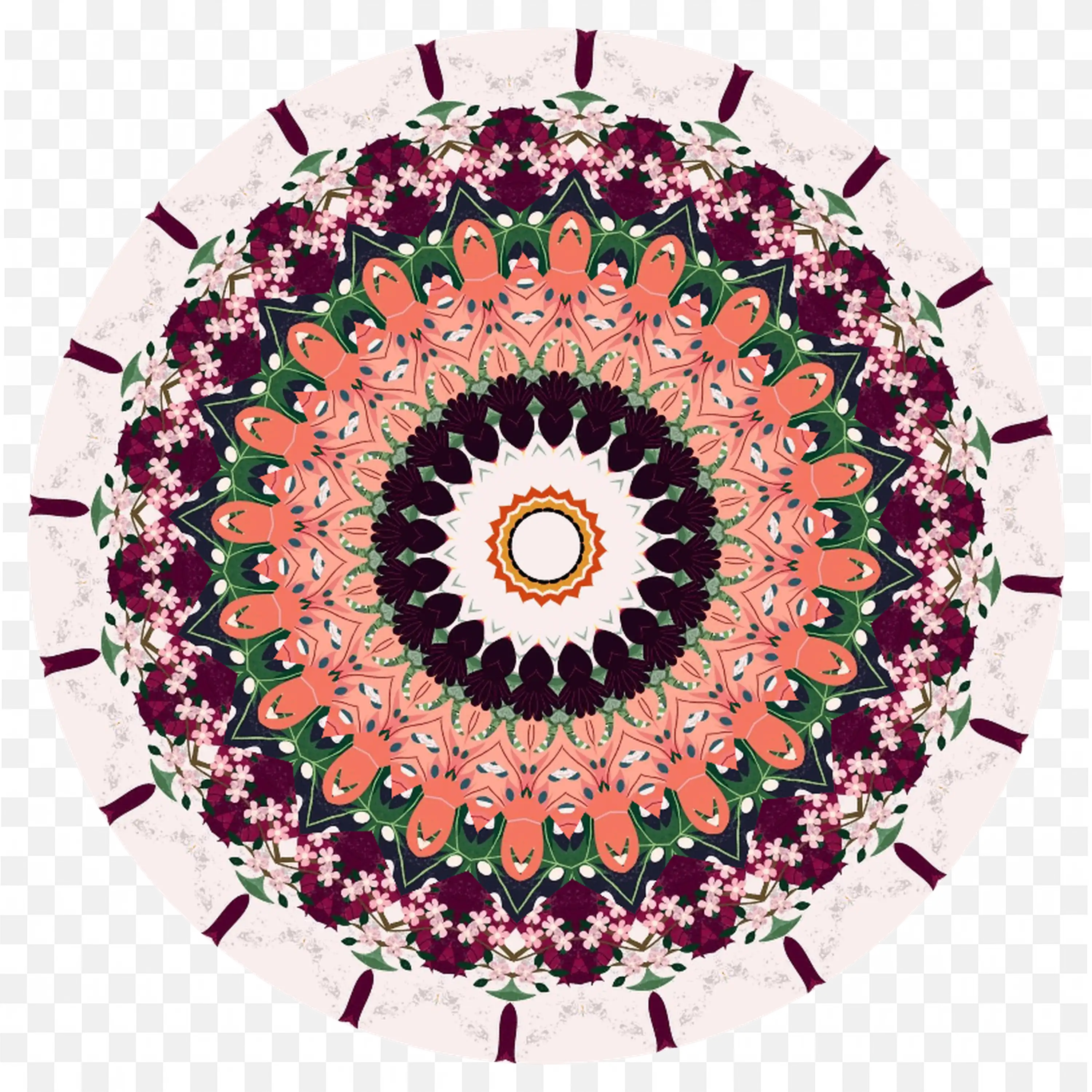 Floral Mandala Pattern with Peach and Purple Tones PNG