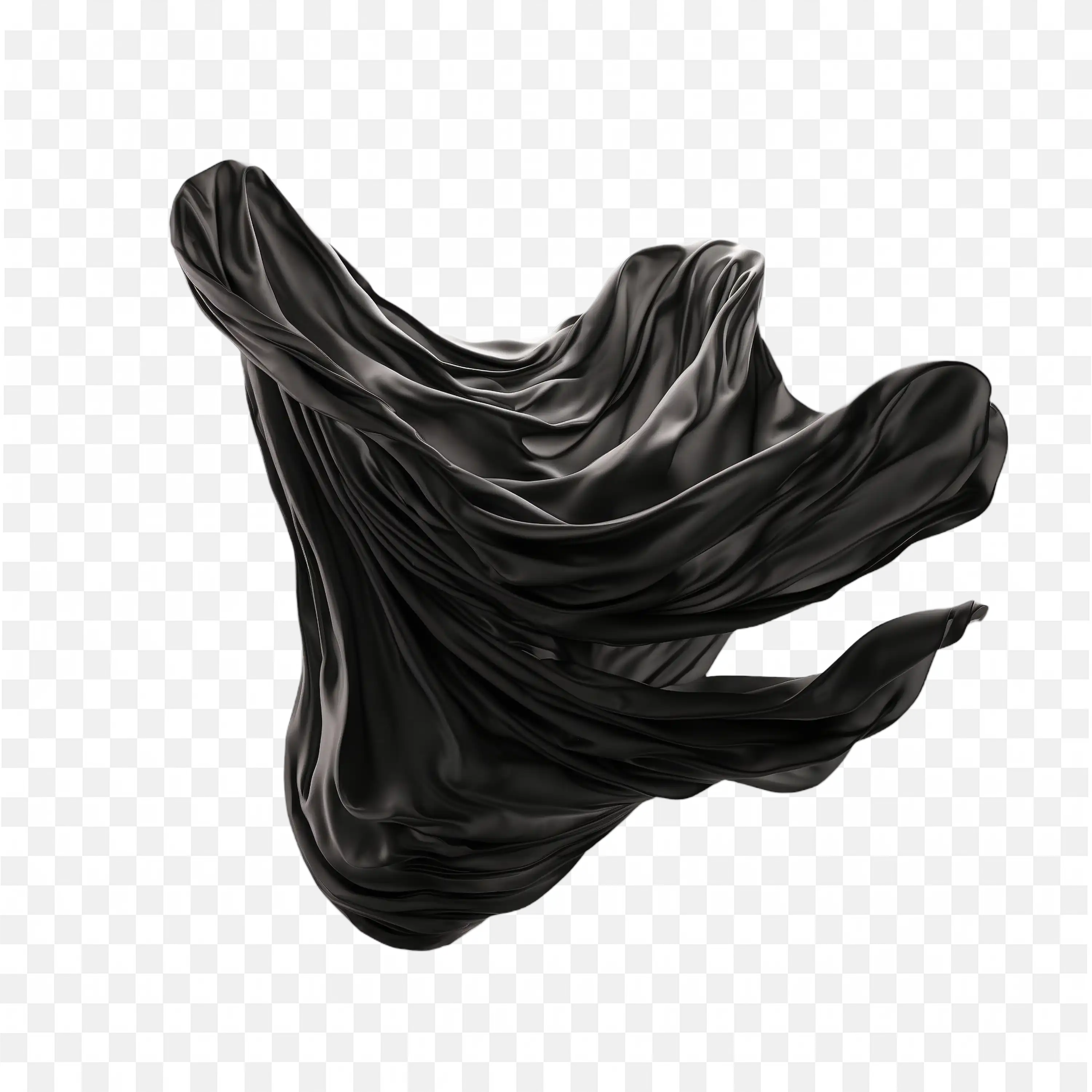 Flowing Black Fabric Abstract Shape Free PNG Download