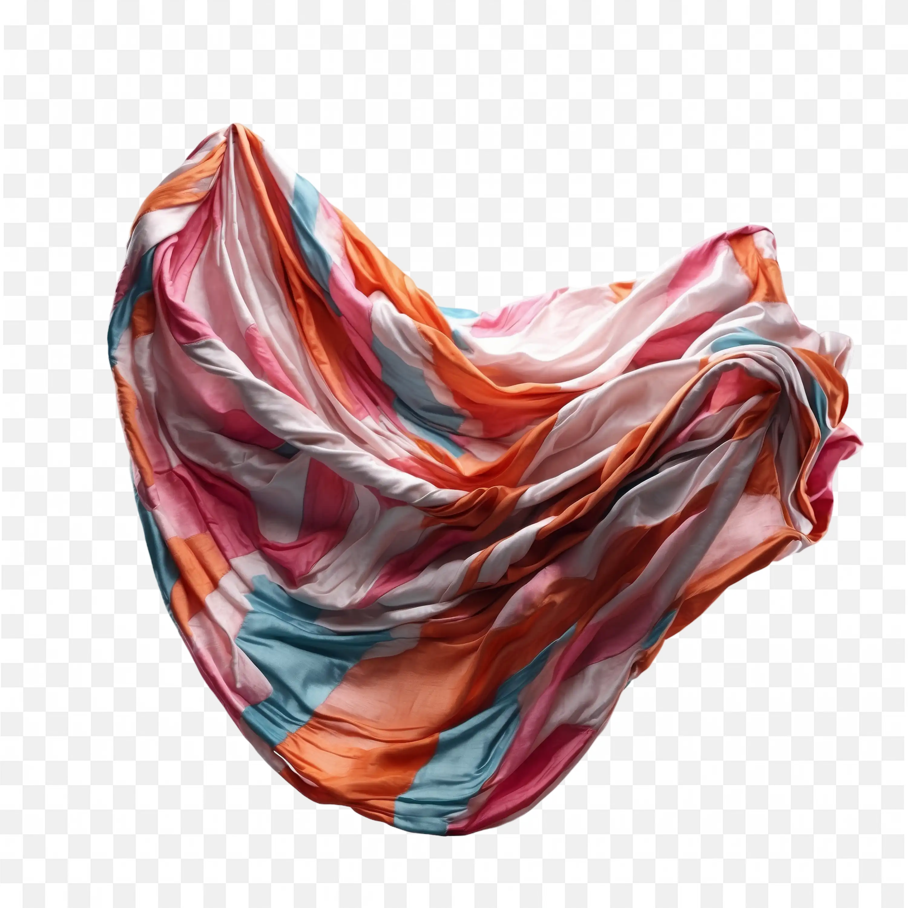Flowing Fabric Suspended in Mid Air with a Swirling Shape