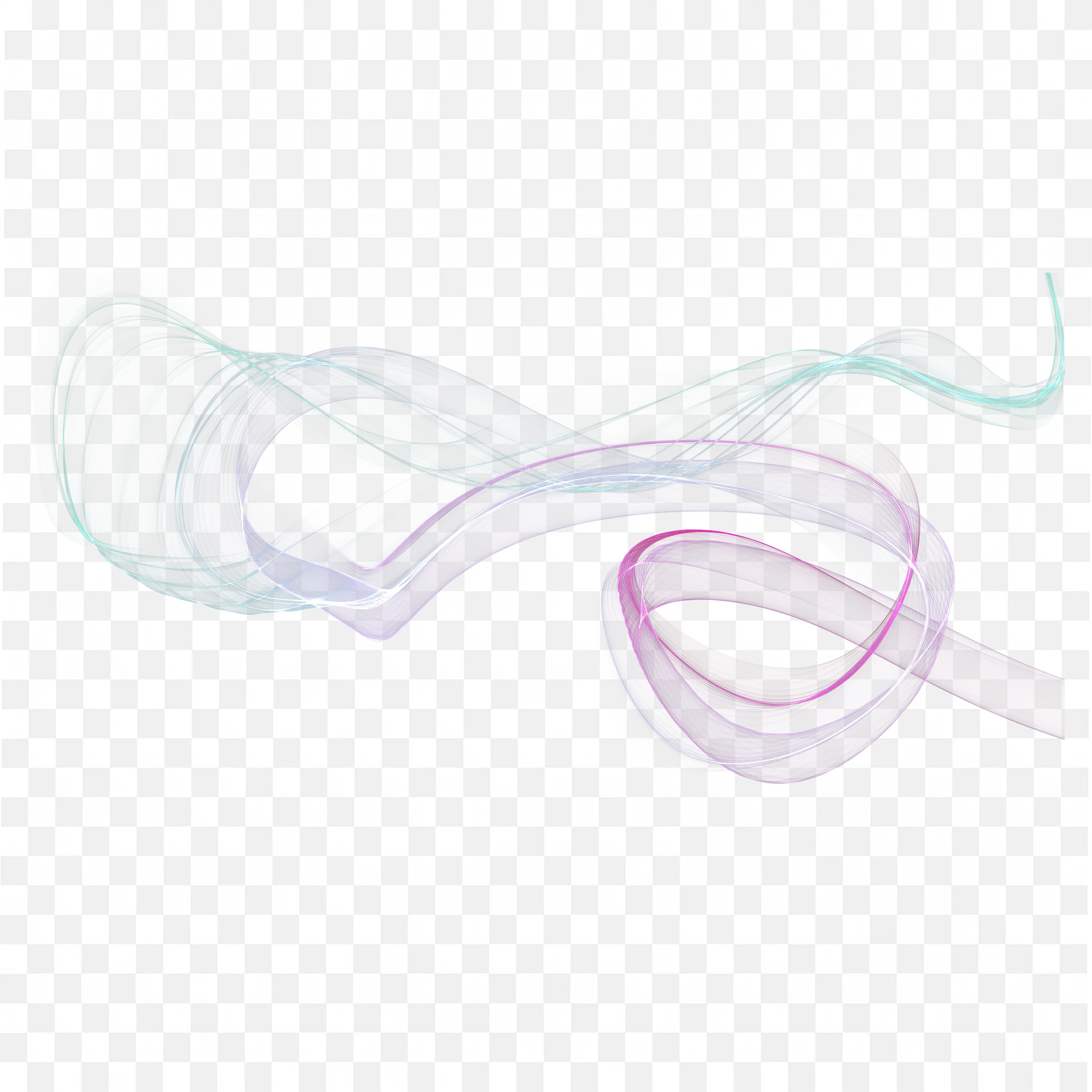Flowing Ribbons in Pastel Blue and Purple Colours on White