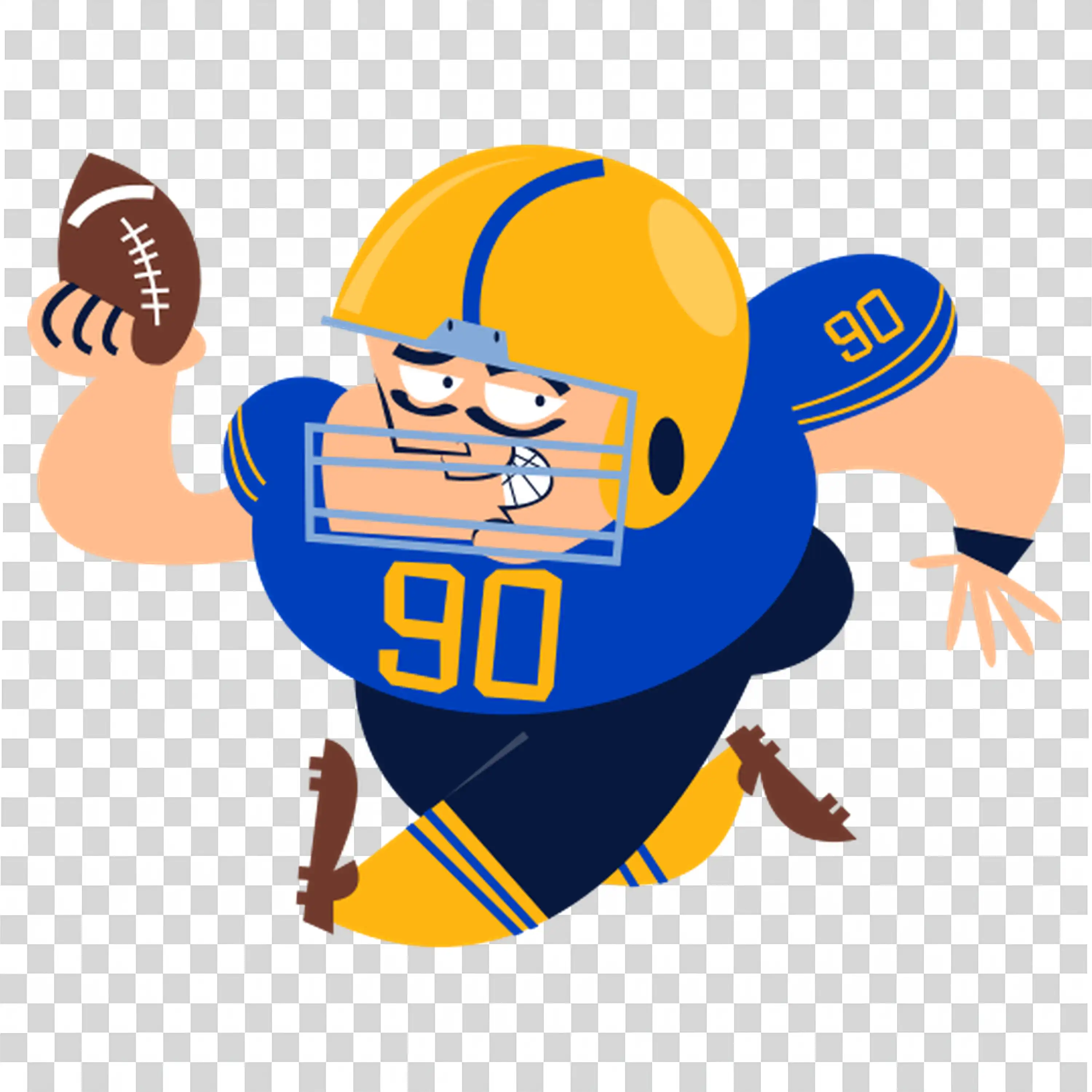 Football Player Ready for Action Wearing Helmet and Jersey