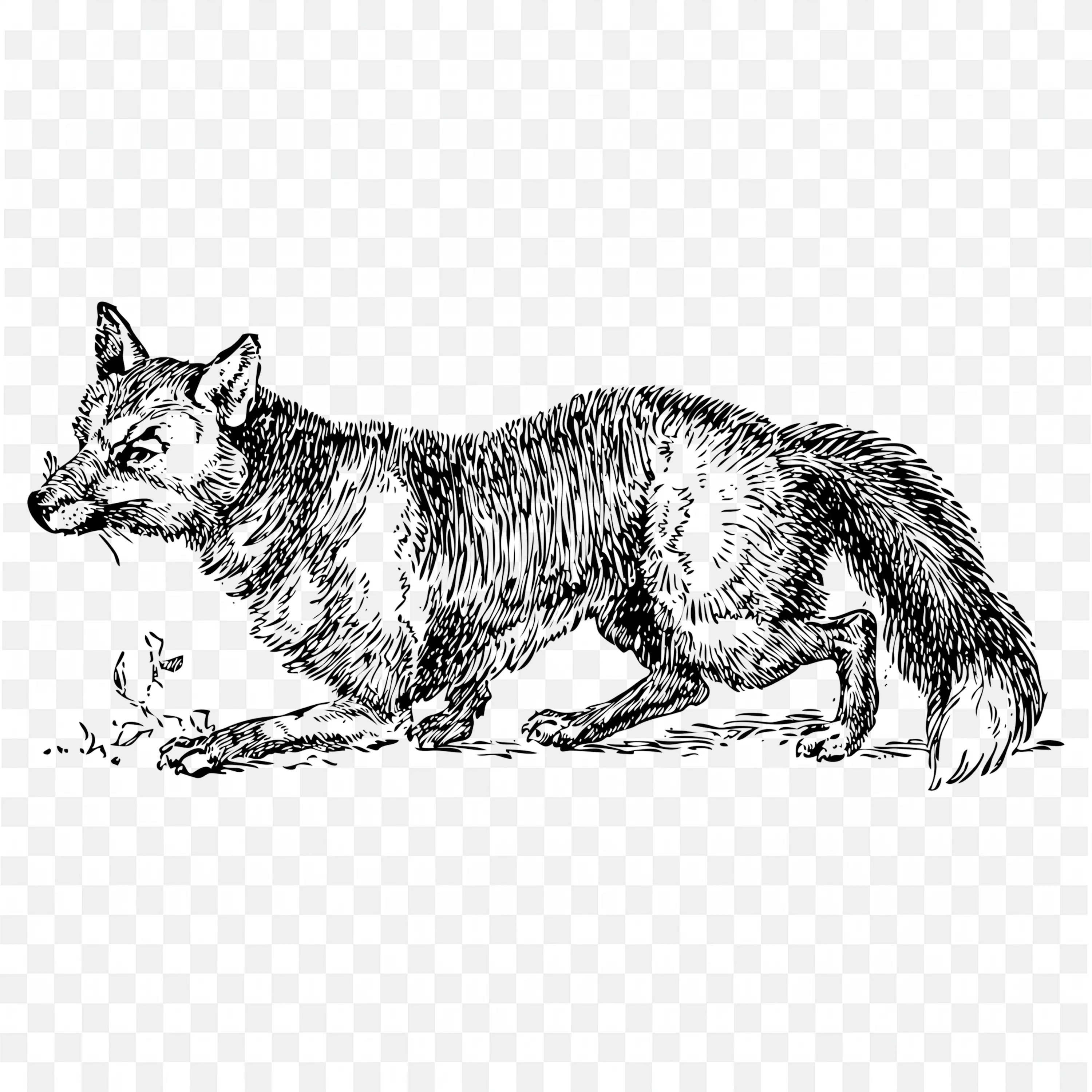 Fox in a Hunting Position Art Style Png Image for Free