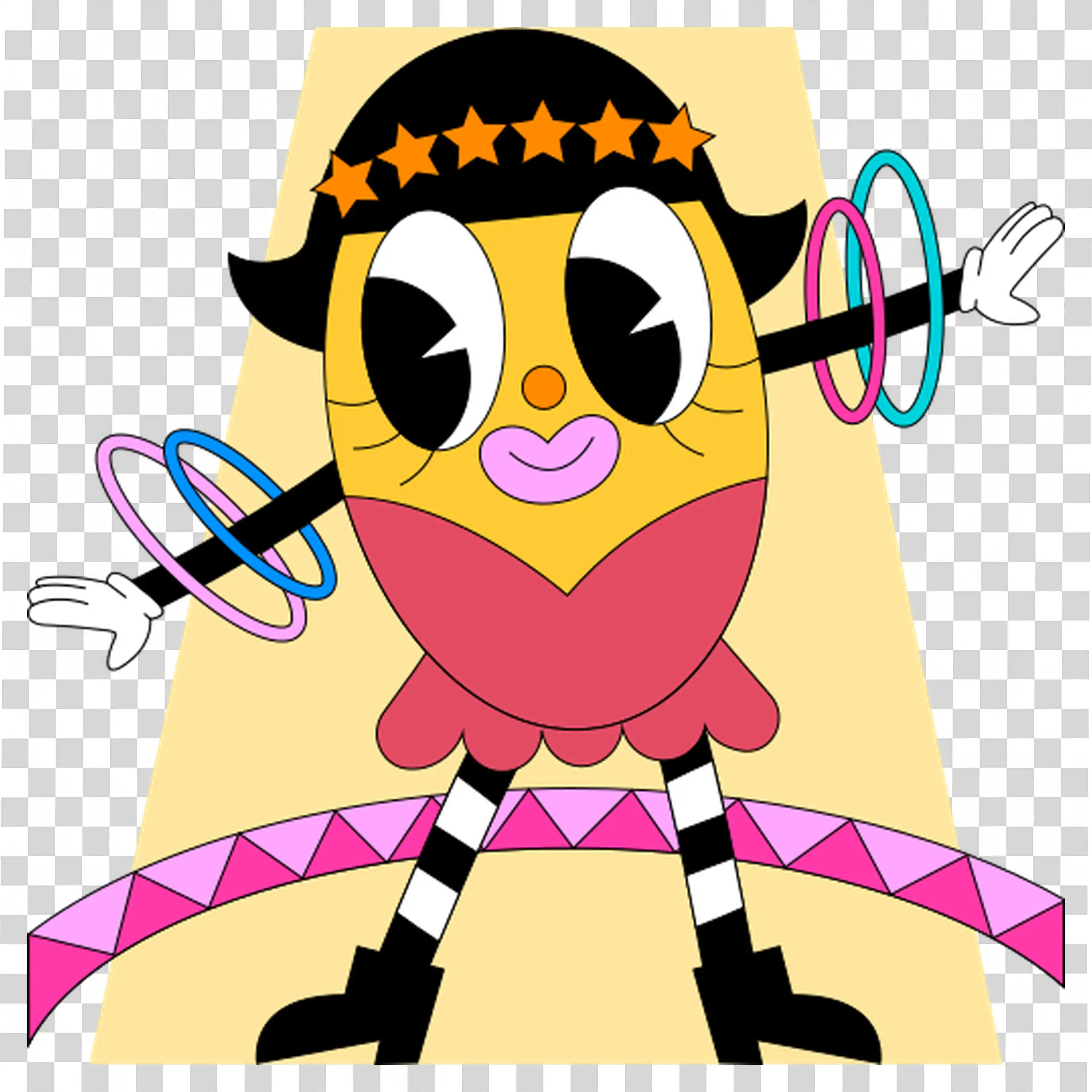 Funky girl dancing with fun outfit and playful smile