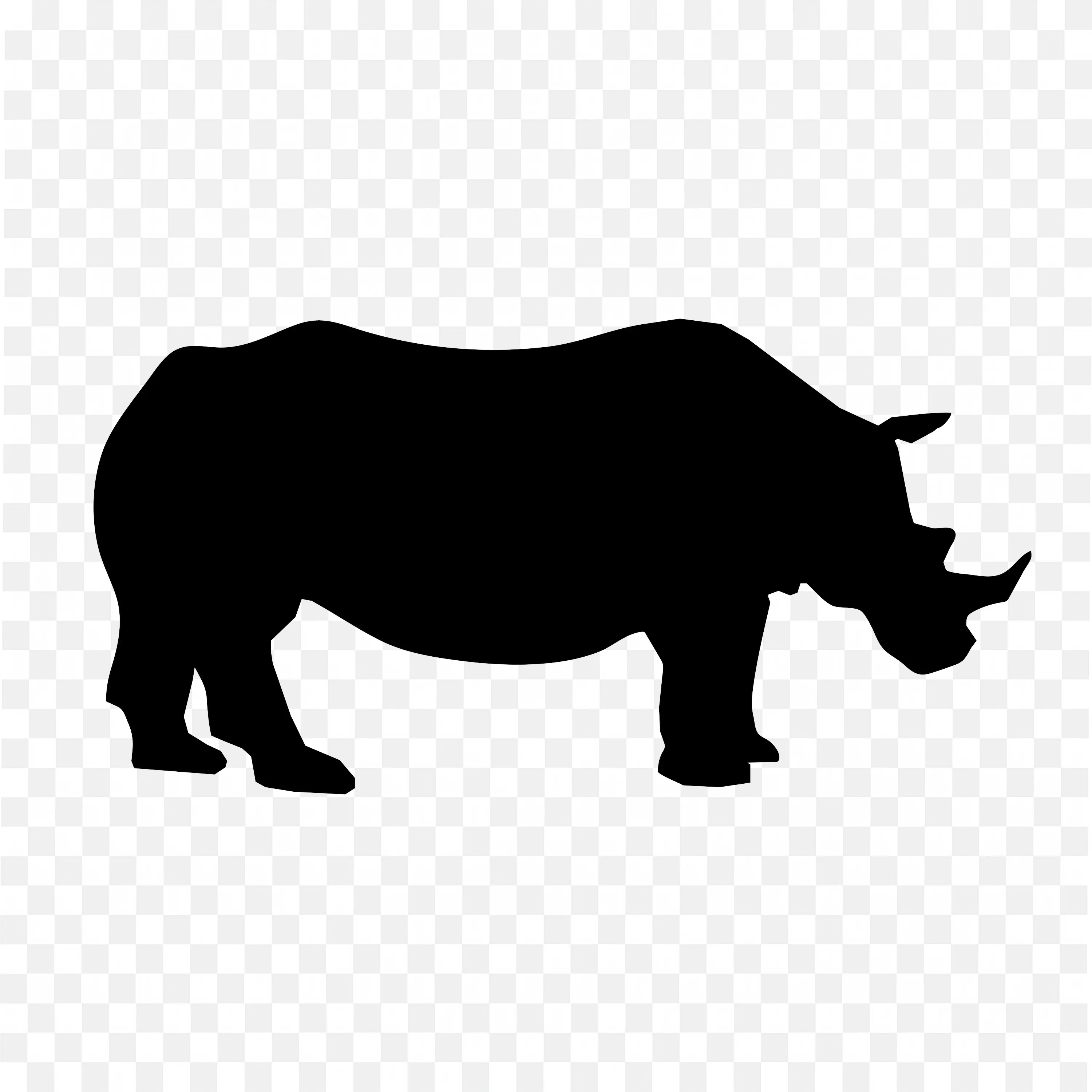 Furious Rhinoceros with Sharp Horns Shadow Png Image for Free
