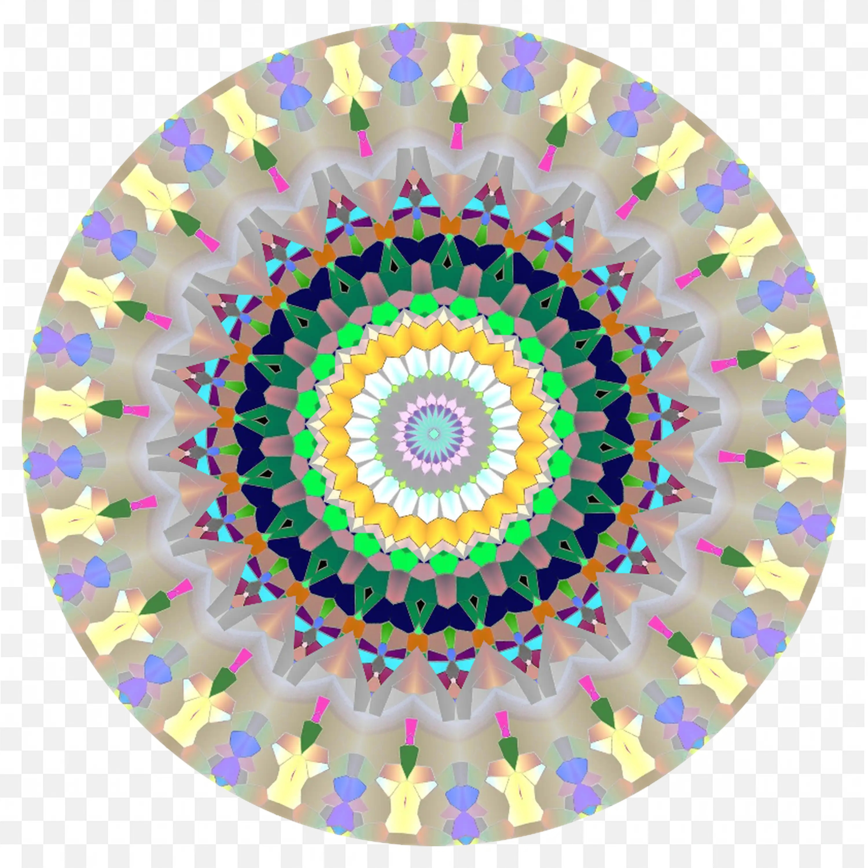 Geometric Mandala with Floral Patterns Free PNG Download