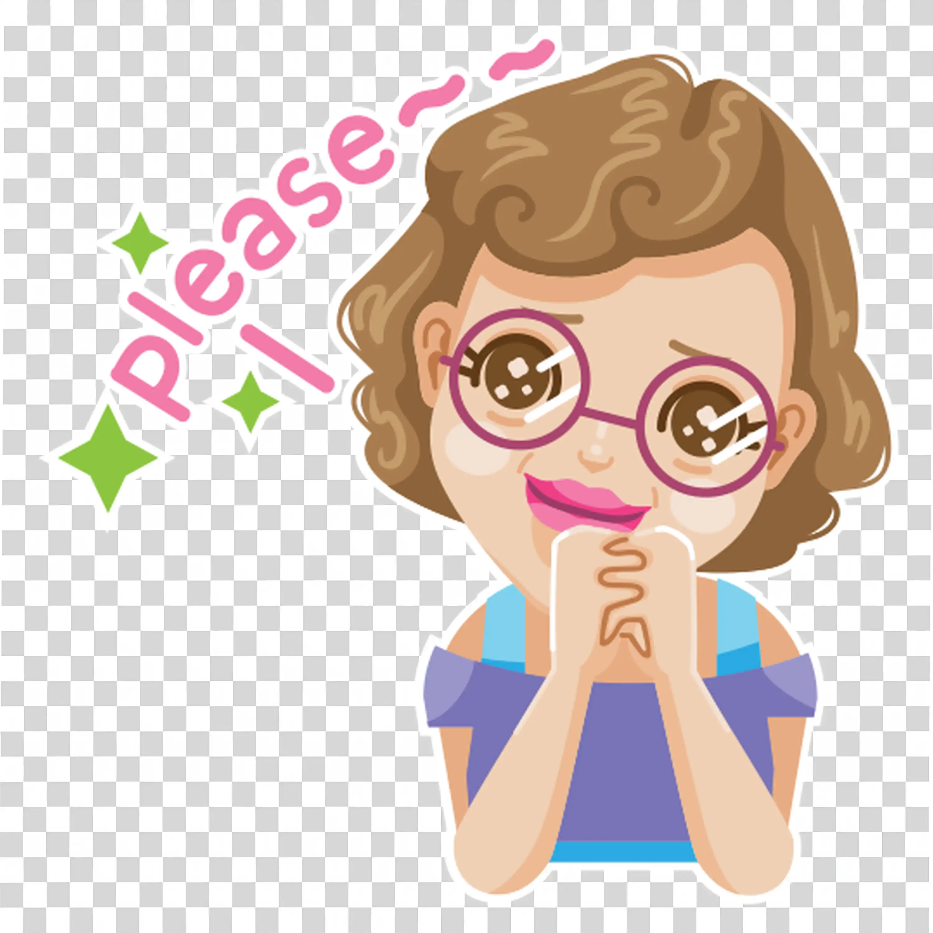 Girl Asking Politely with Hands Folded and Glasses On