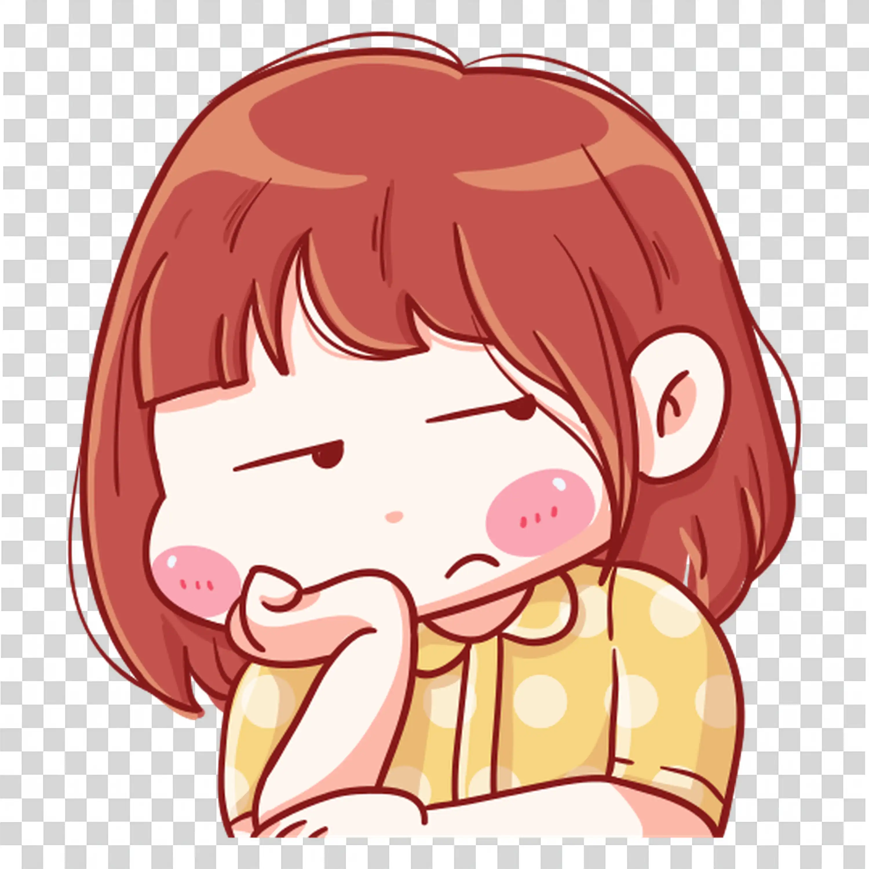 Girl Crying with Hands Together and Tearful Eyes PNG
