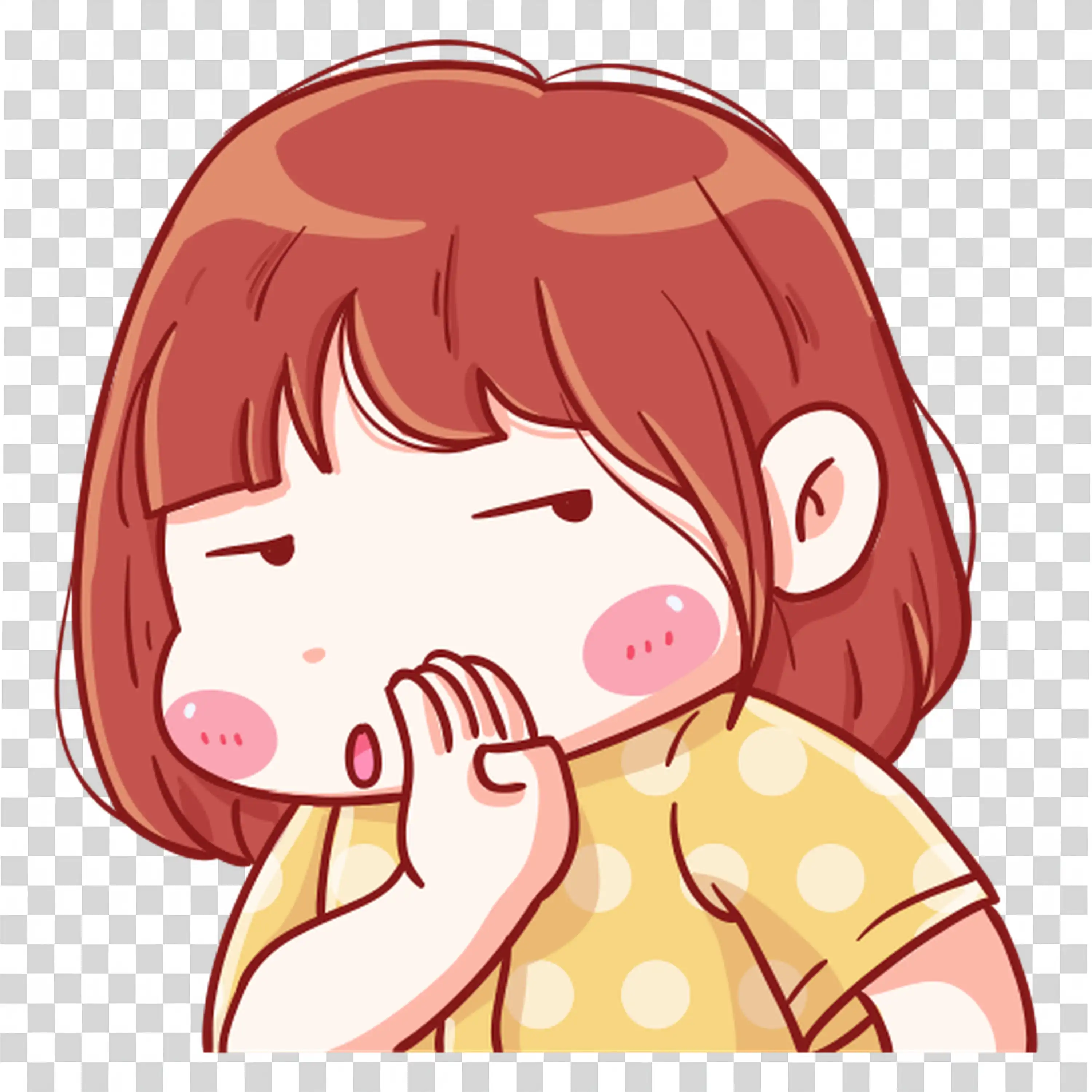 Girl Crying with Sad Face and Hand Covering Eye PNG