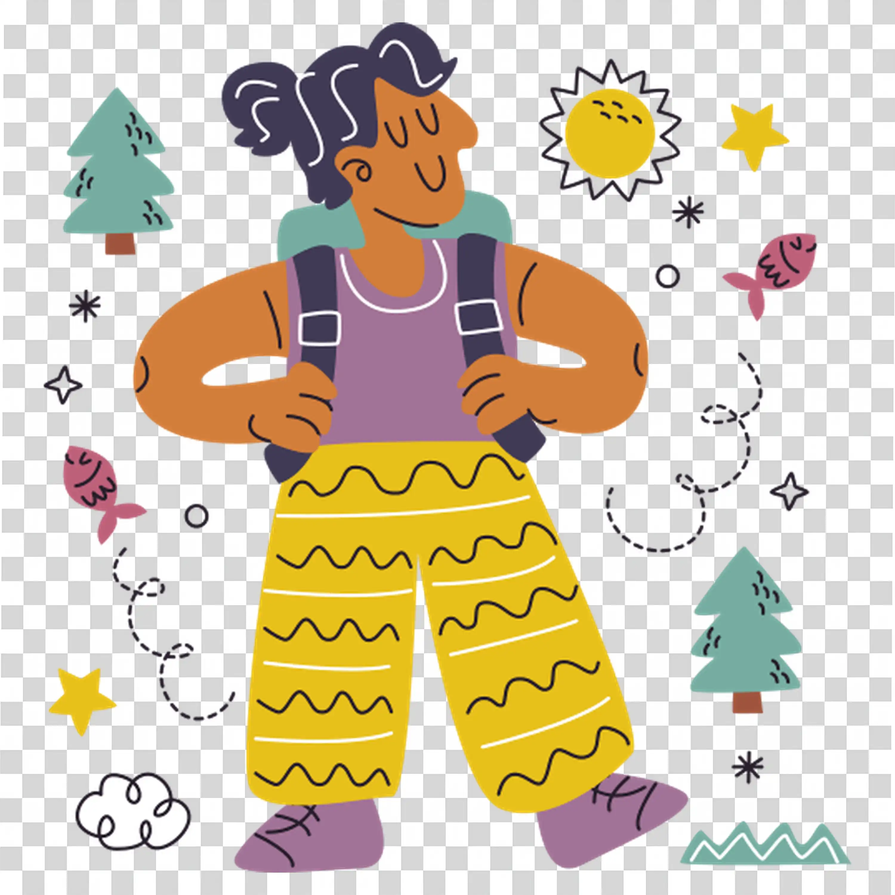 Girl dancing with joyful expression and fun background