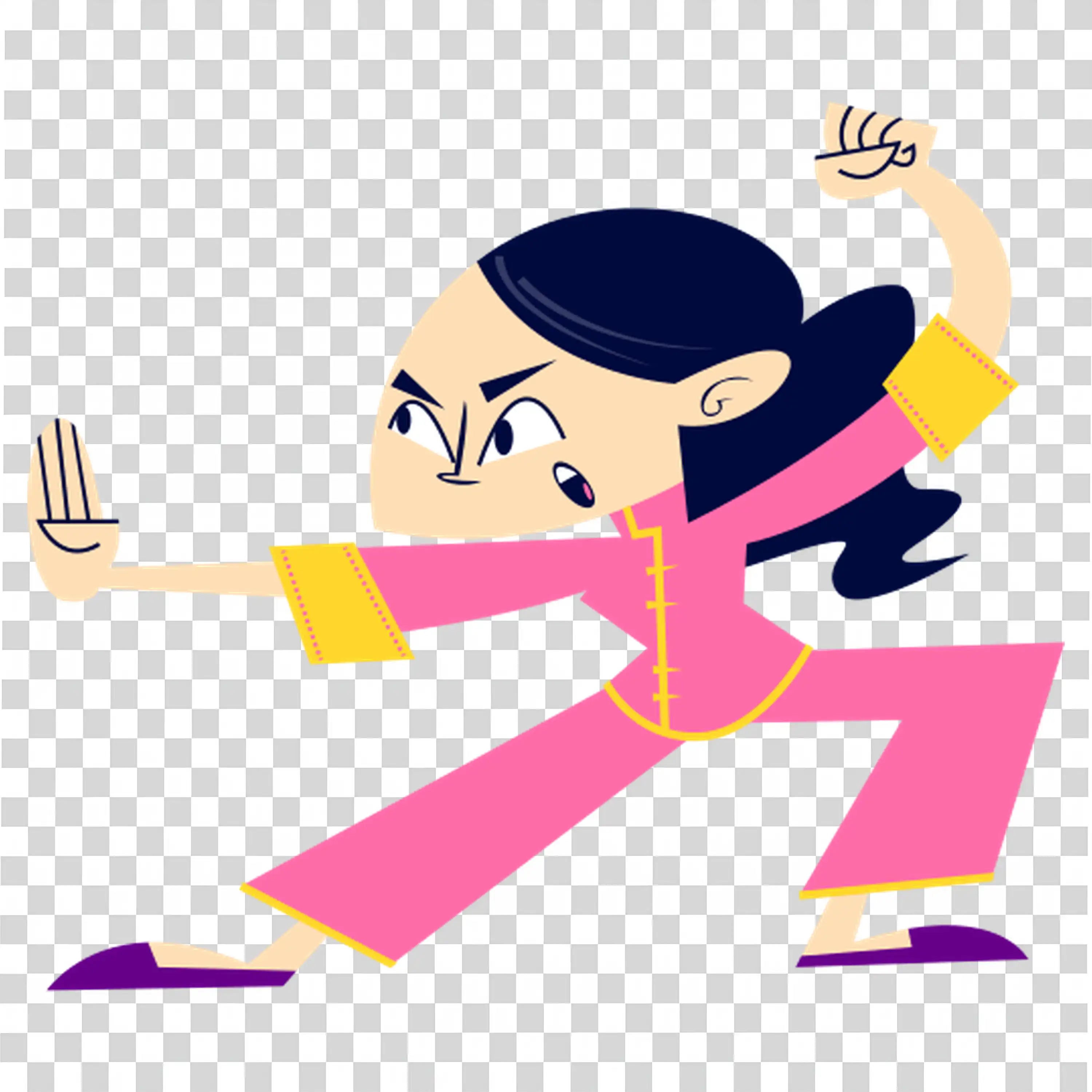 Girl doing morning yoga with focused balance free PNG