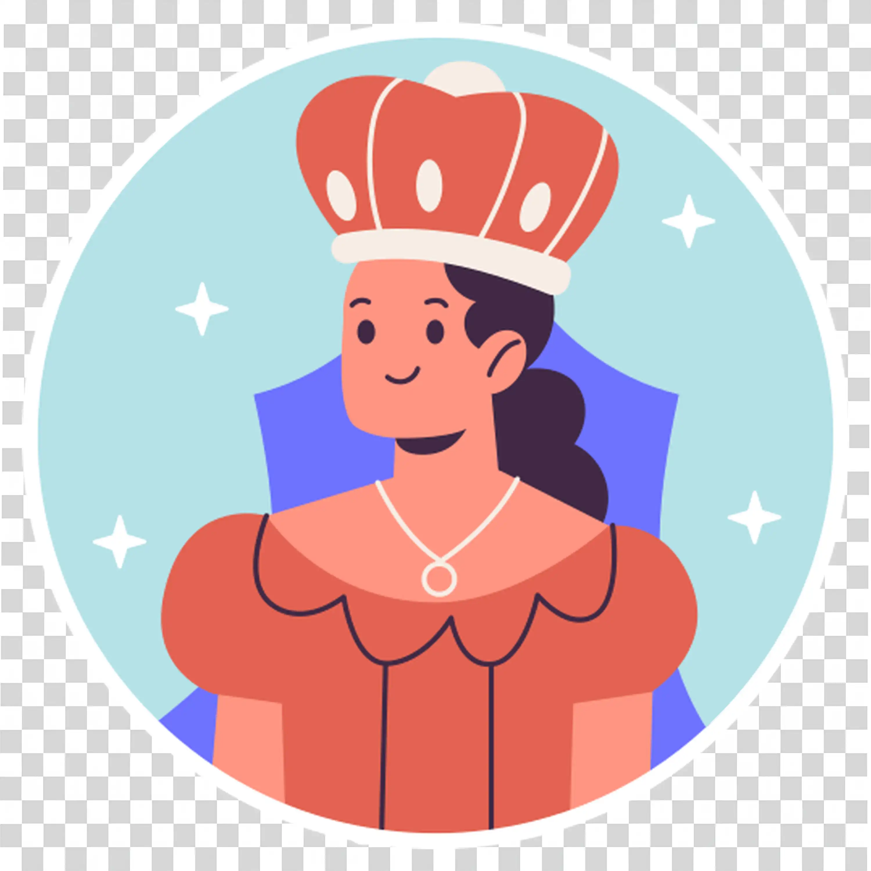 Girl dressed as queen feeling strong and royal PNG image
