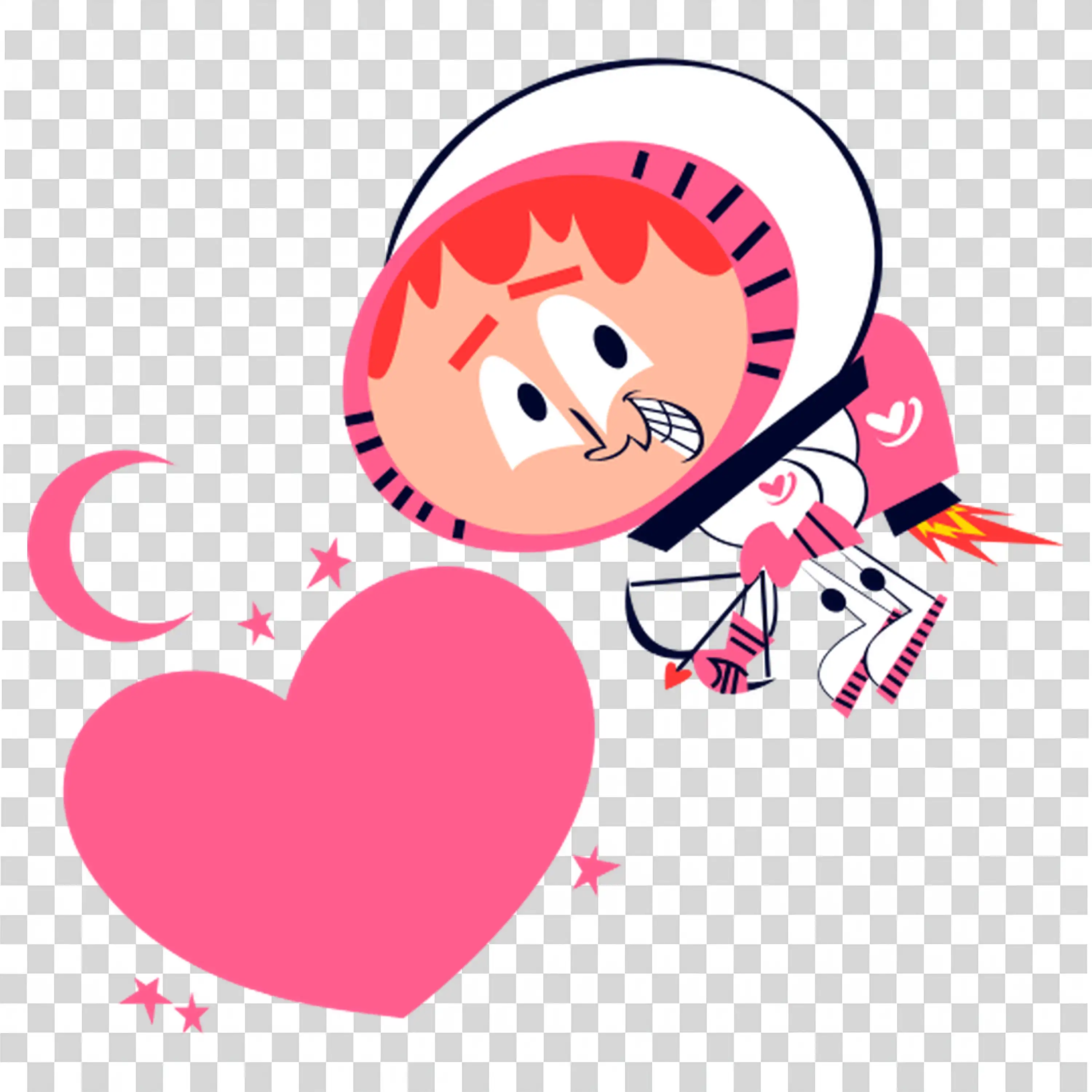 Girl Floating With Heart Shape Balloon Joyfully PNG