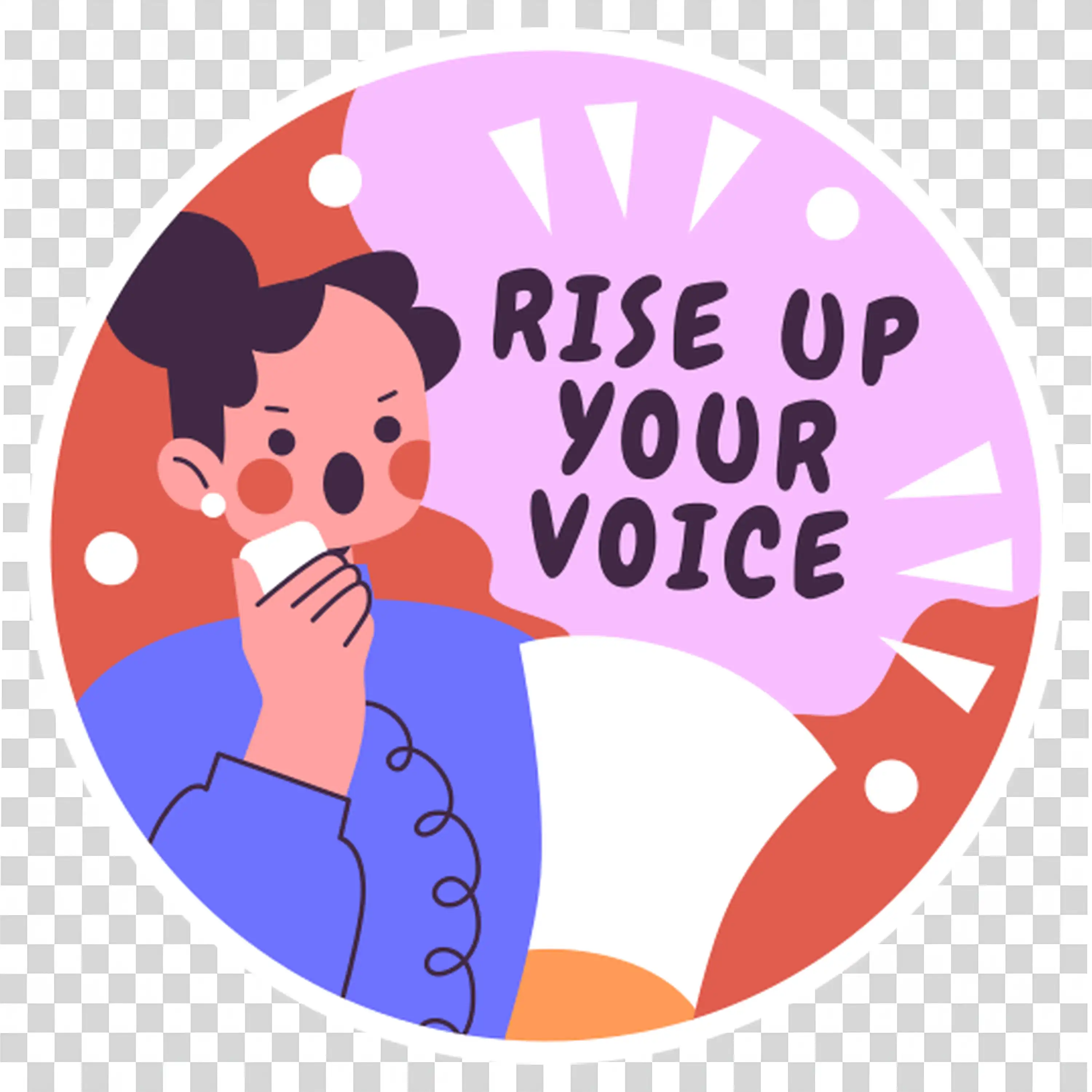 Girl holding a rise up sign with empowering look PNG