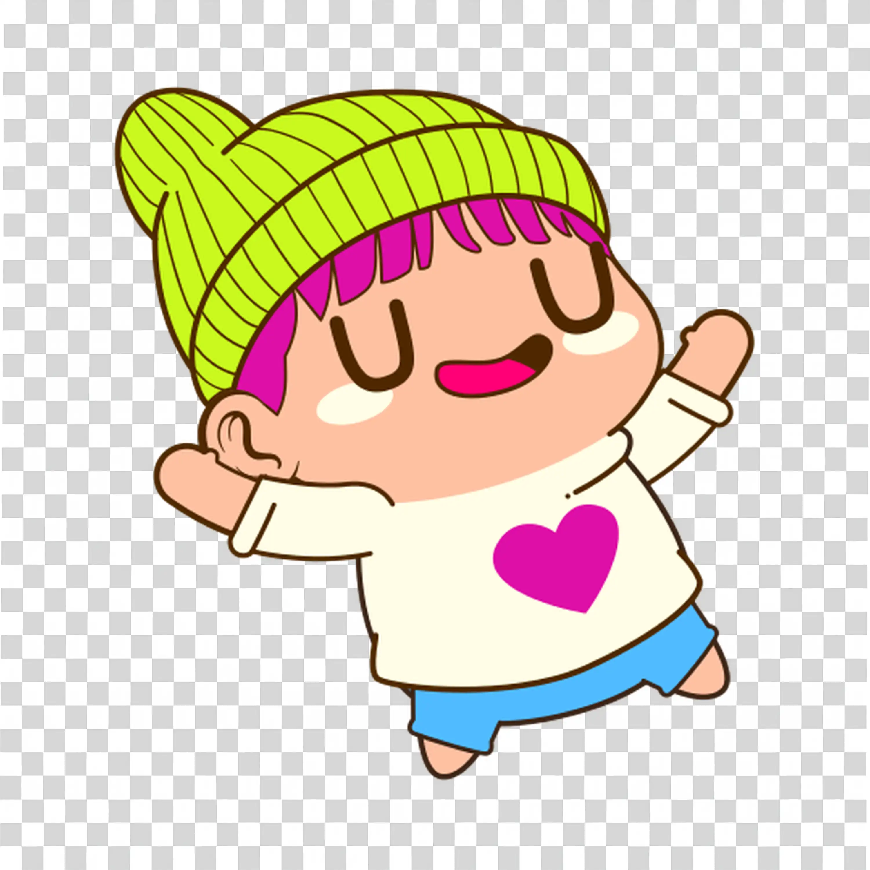 Girl in Beanie Waving Happily with Joyful Expression