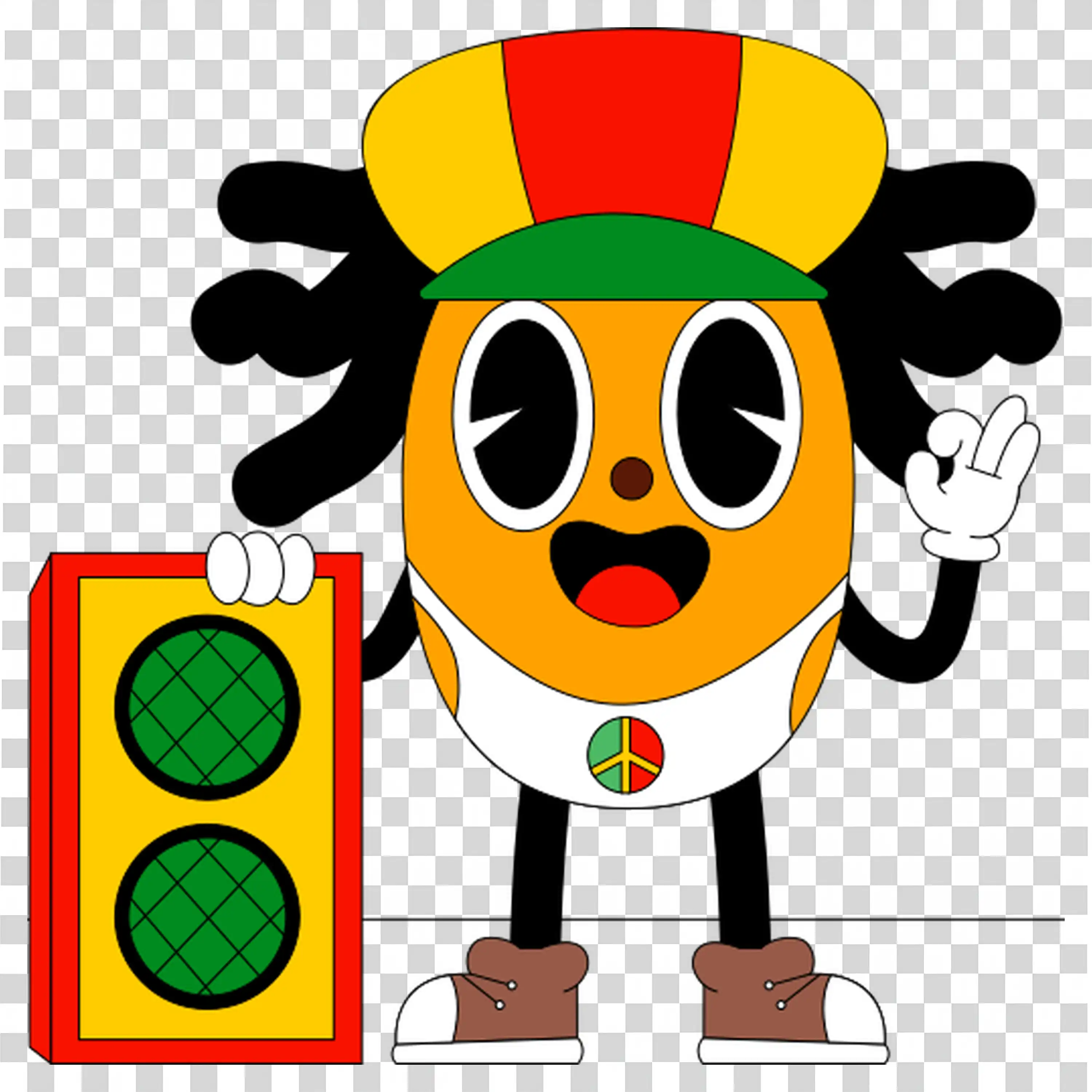 Girl in costume posing beside colorful stoplight PNG