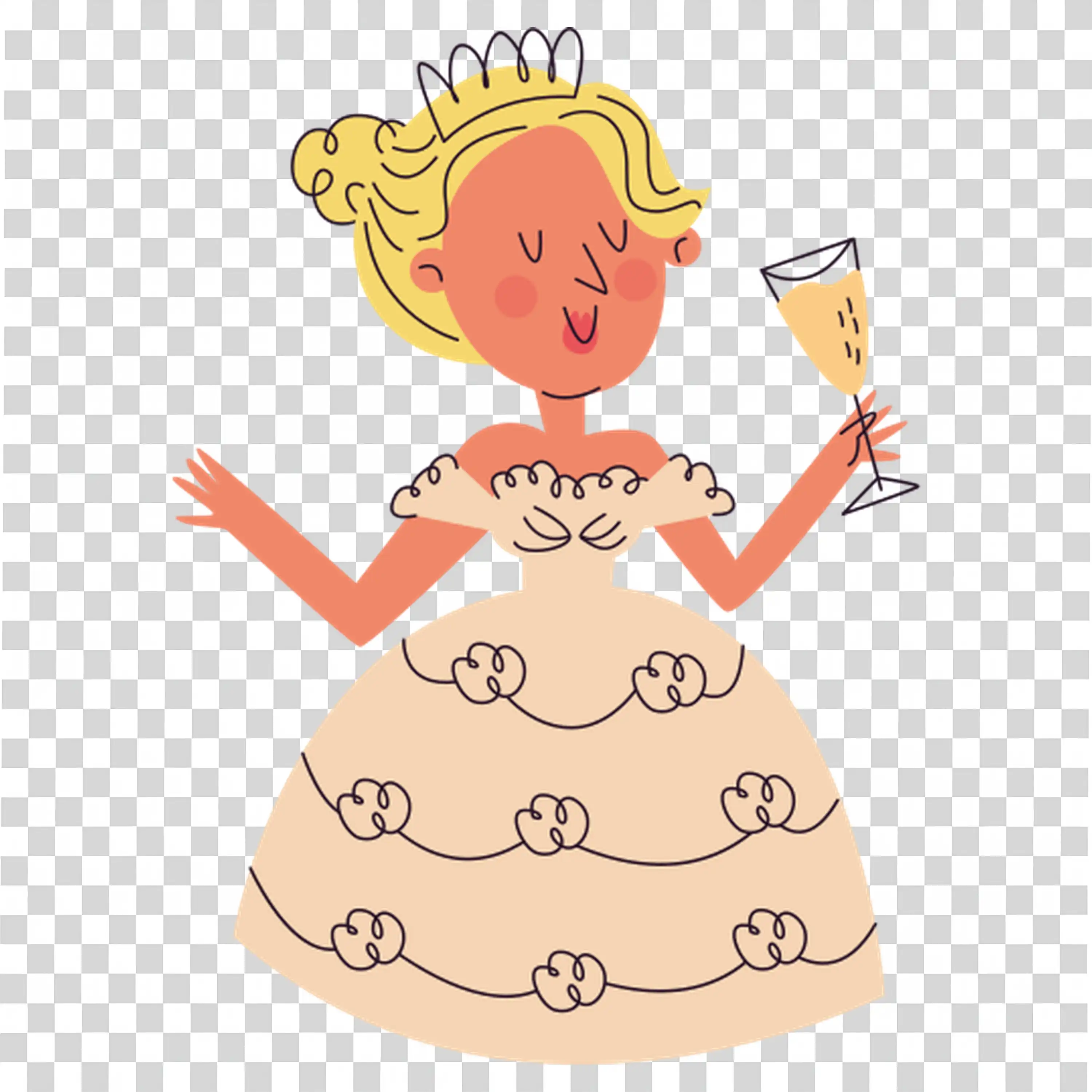 Girl in elegant gown spinning with joy and excitement