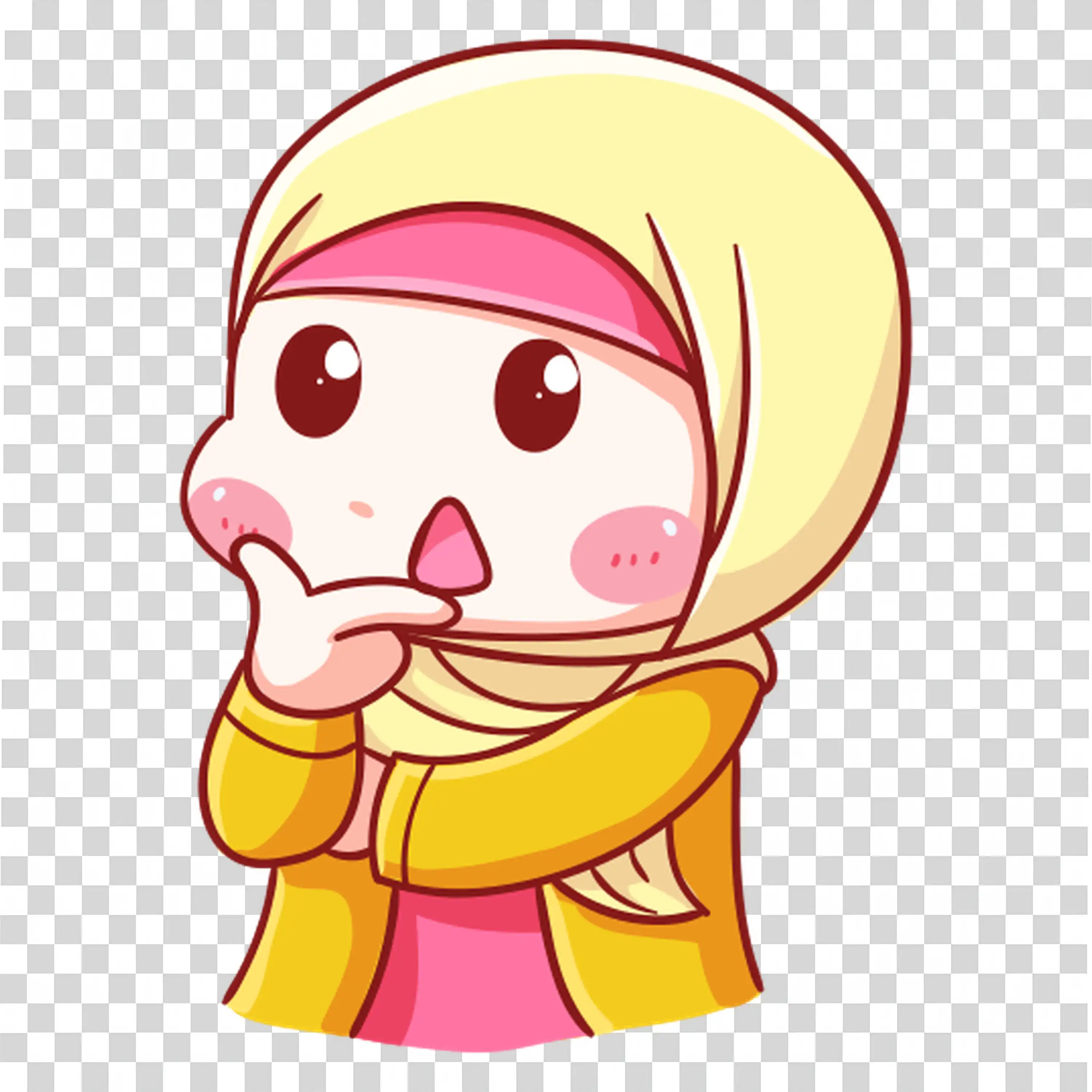 Girl in Hijab Holding Heart Plush with Kind Smile PNG