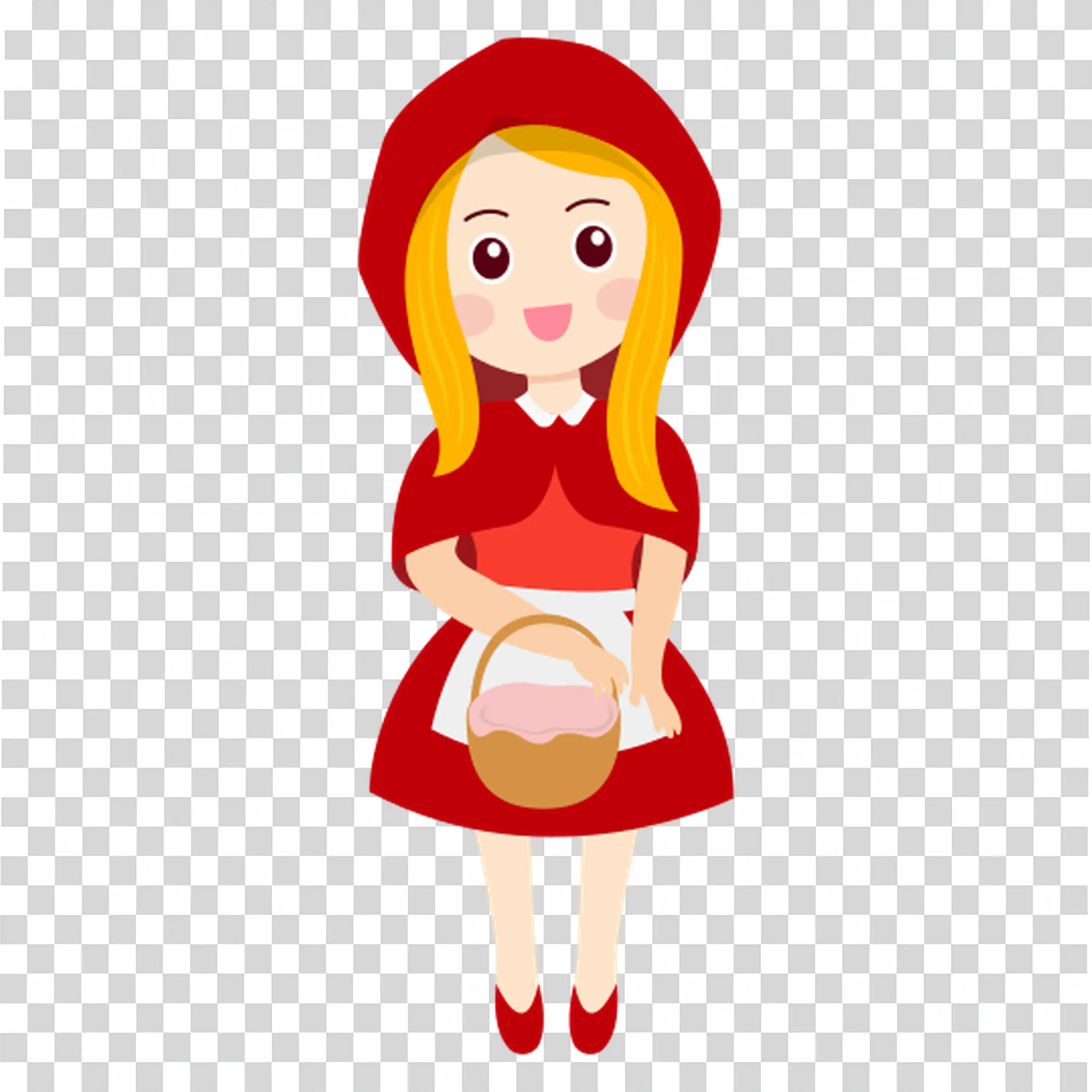 Girl in red dress smiling sweetly while standing PNG image