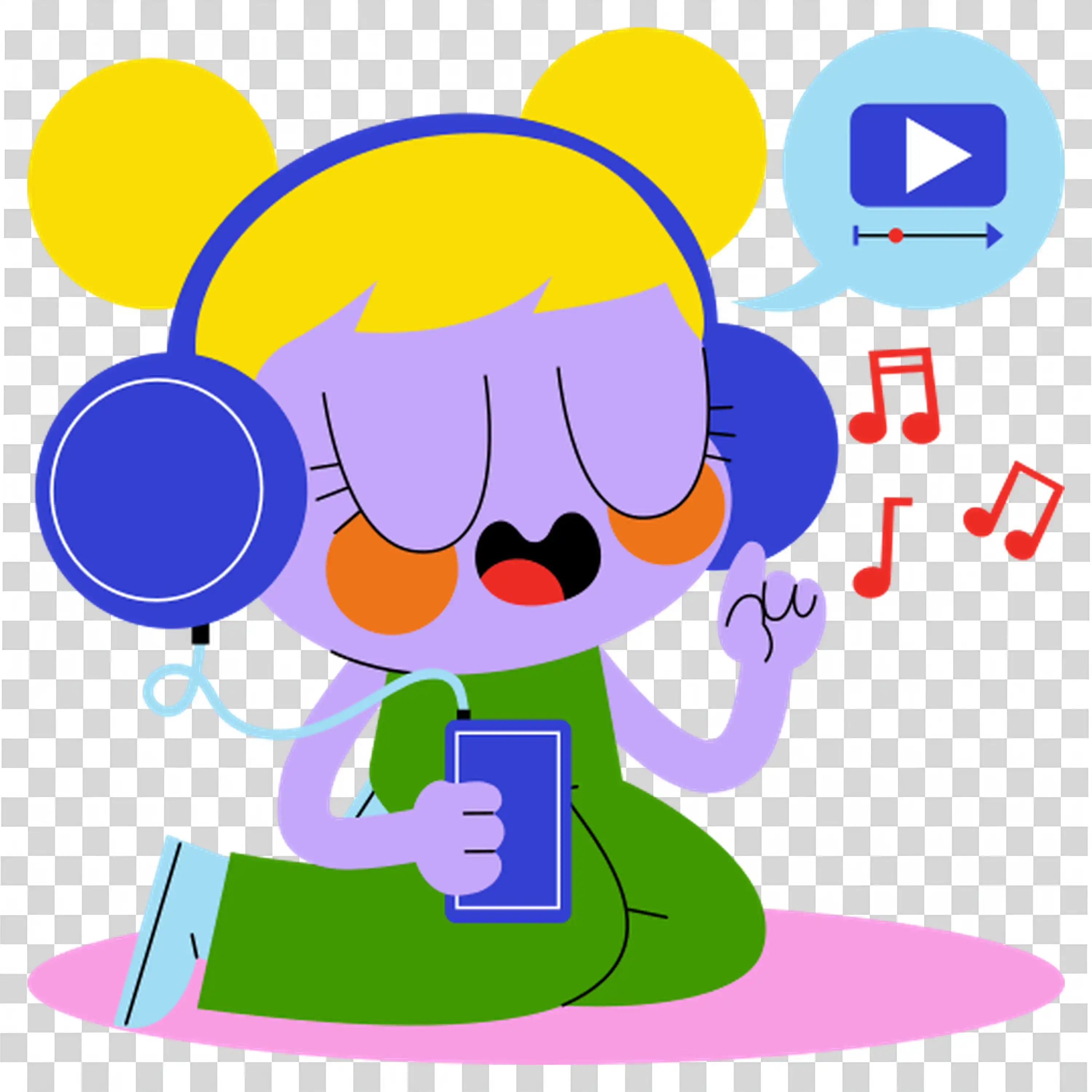 Girl listening to music and watching videos online