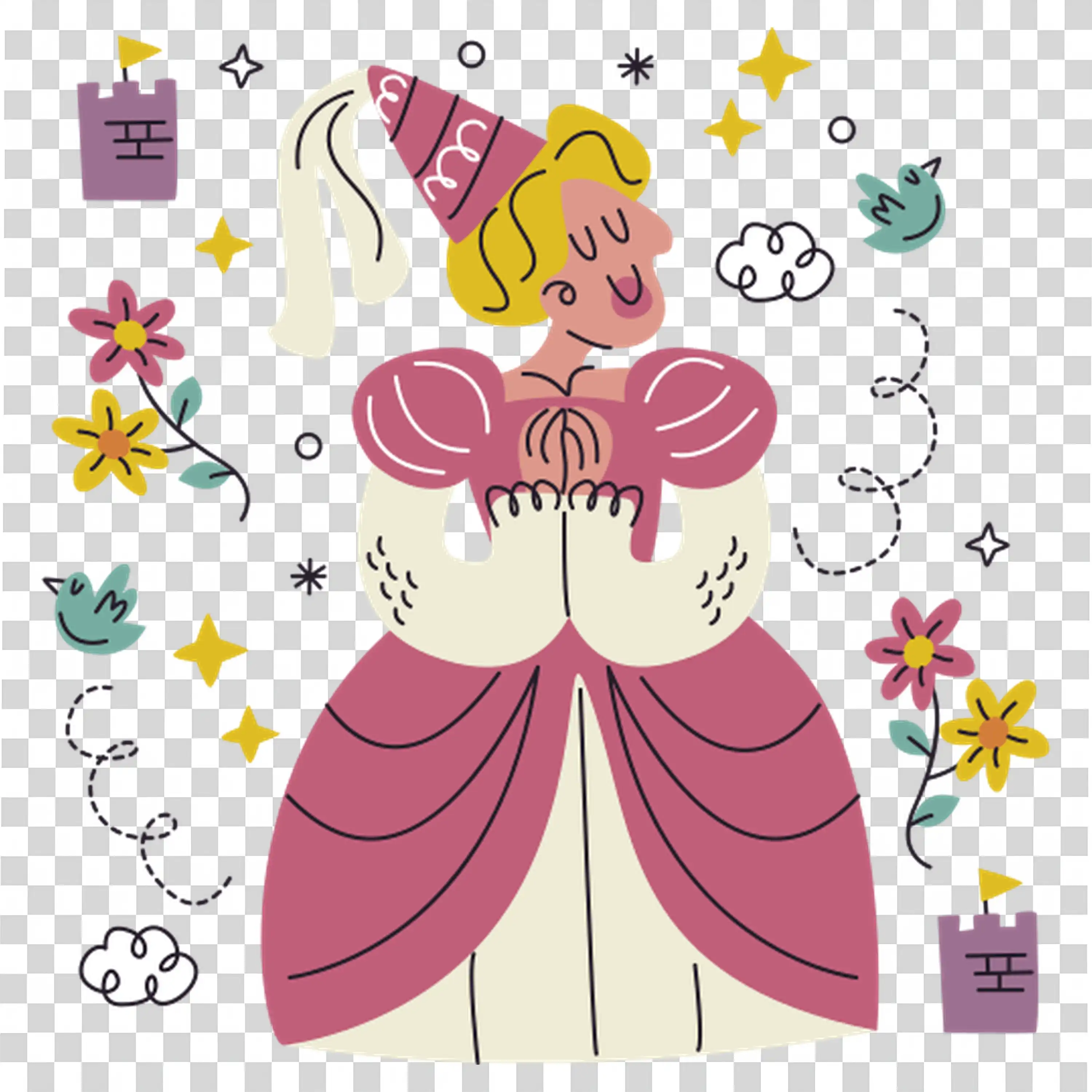 Girl Performing on Stage in Beautiful Pink Dress free PNG
