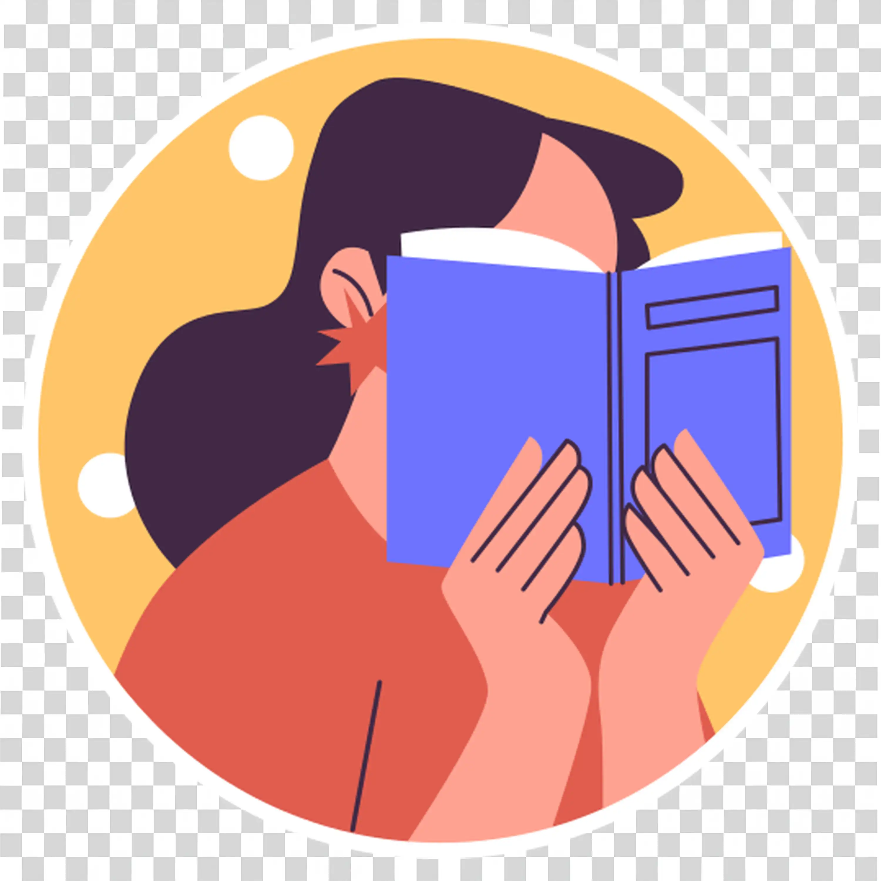 Girl Reading A Book With Full Attention And Joy PNG