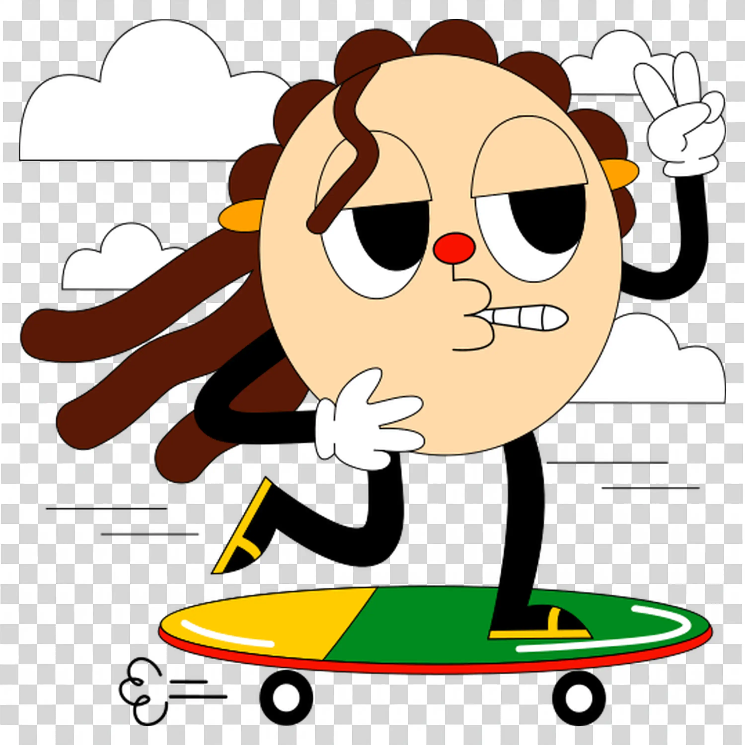Girl skateboarding with fun joyful face and flying hair