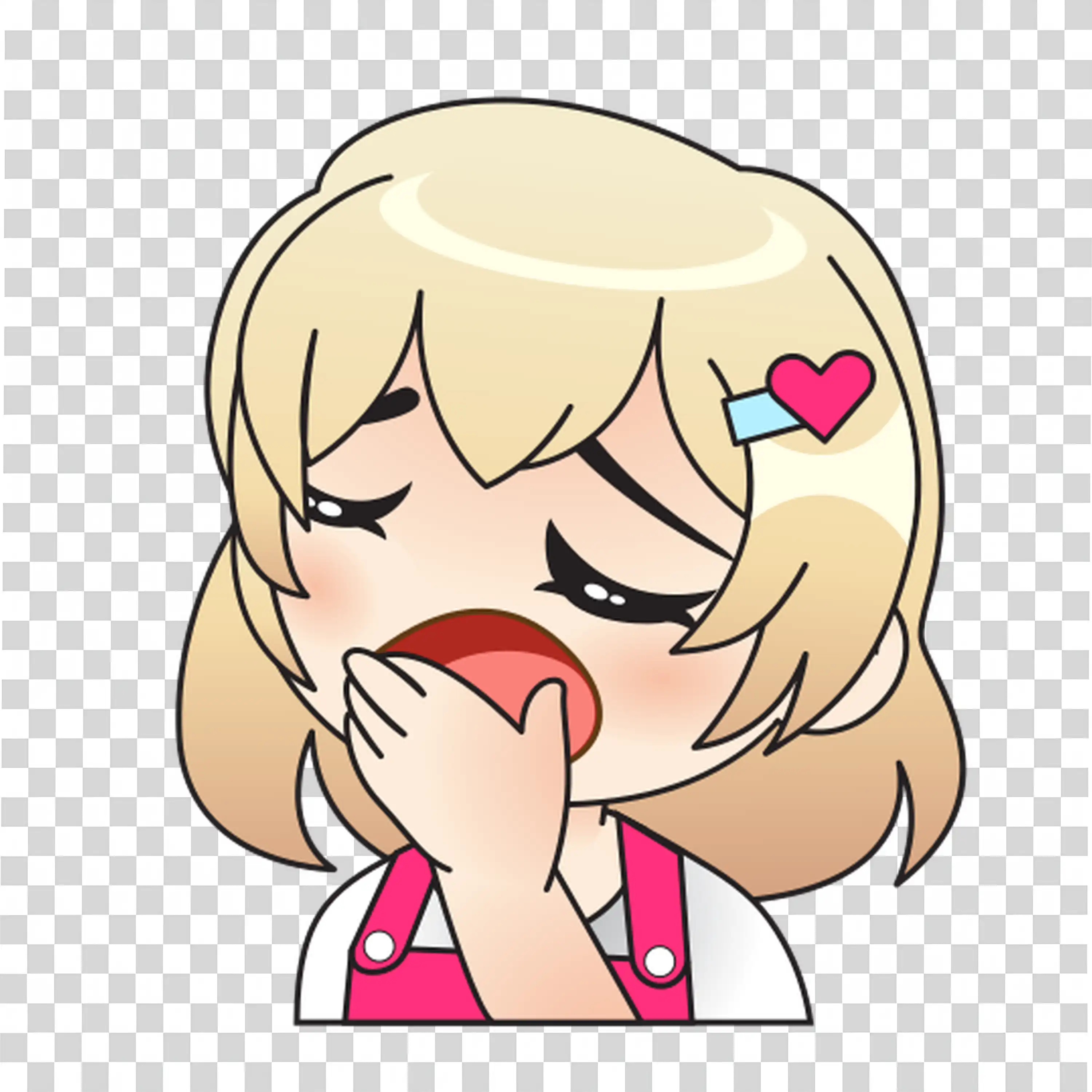 Girl Smiling Shyly With Star Hairpins And Blush free PNG