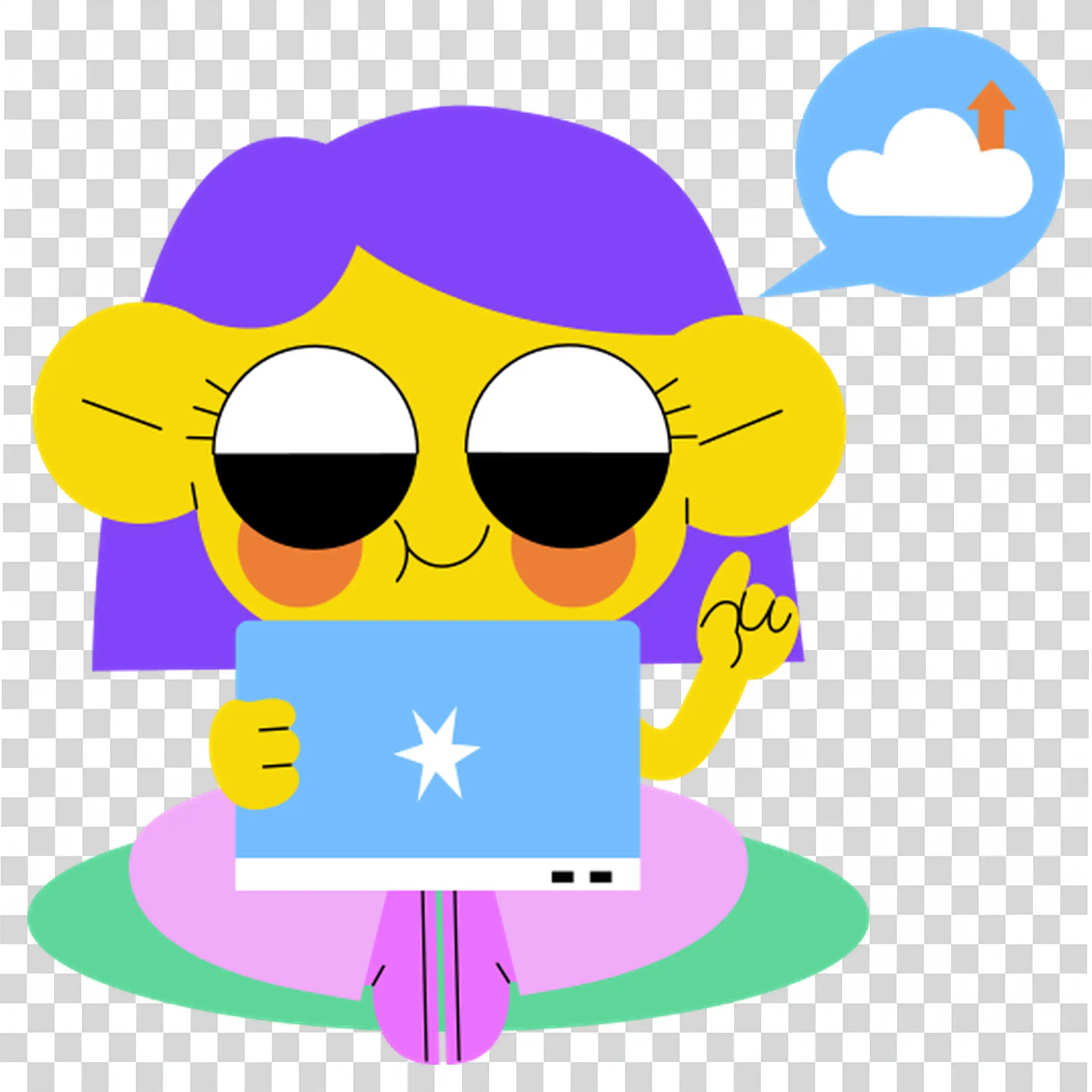Girl Standing on Clouds Wearing Sunglasses and Sunshine