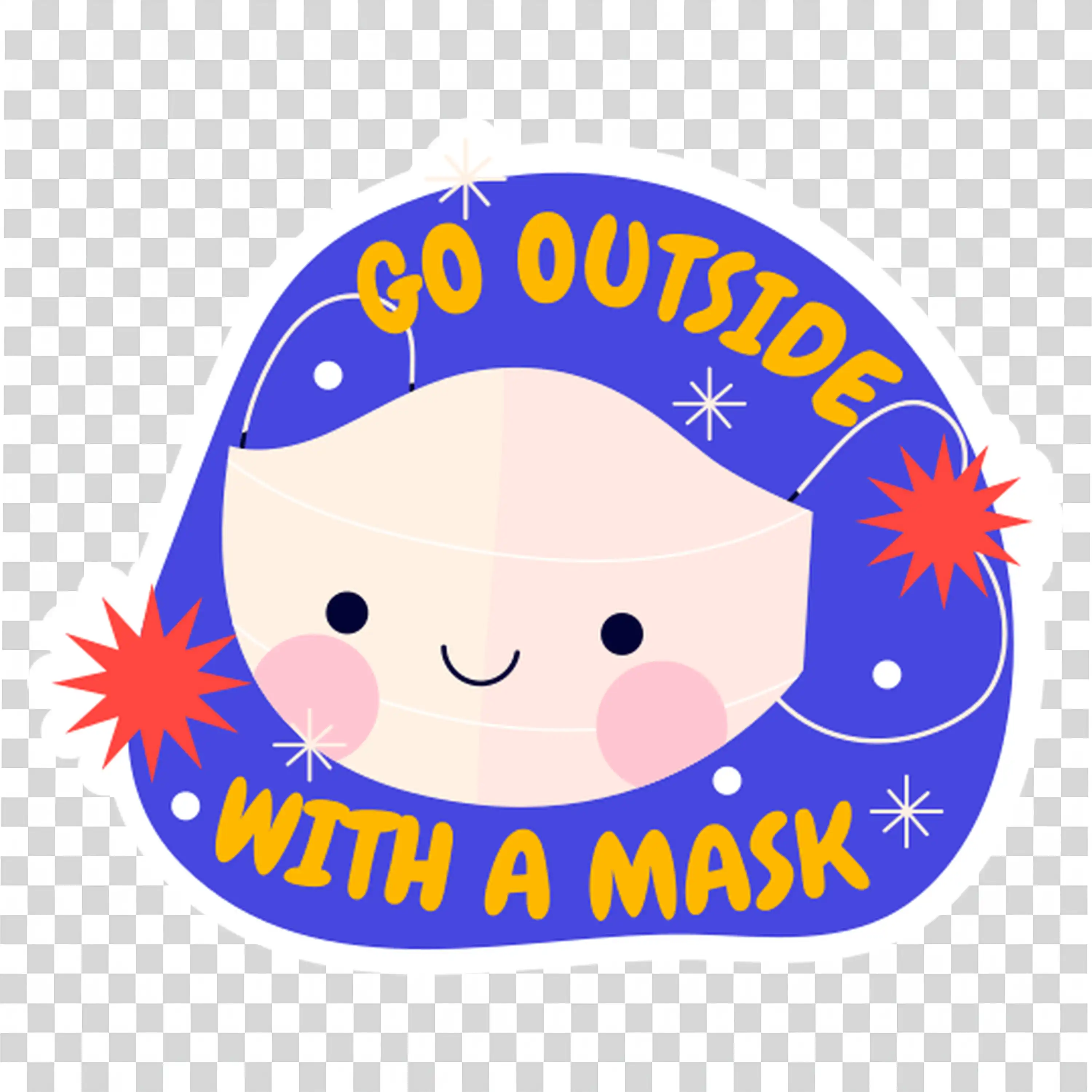 Girl wearing mask with stay safe message download PNG