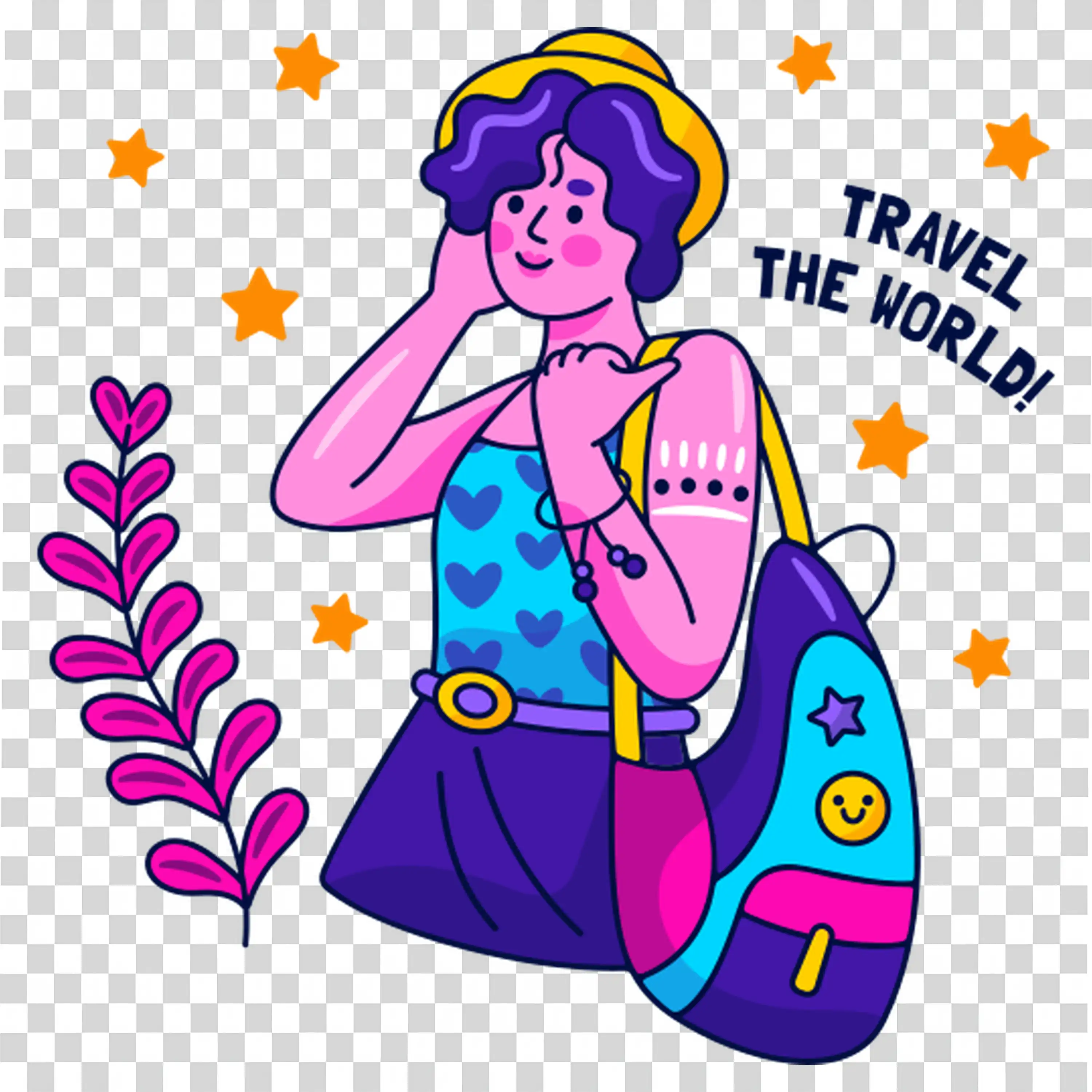 Girl with a purplethemed outfit and futuristic gadgets