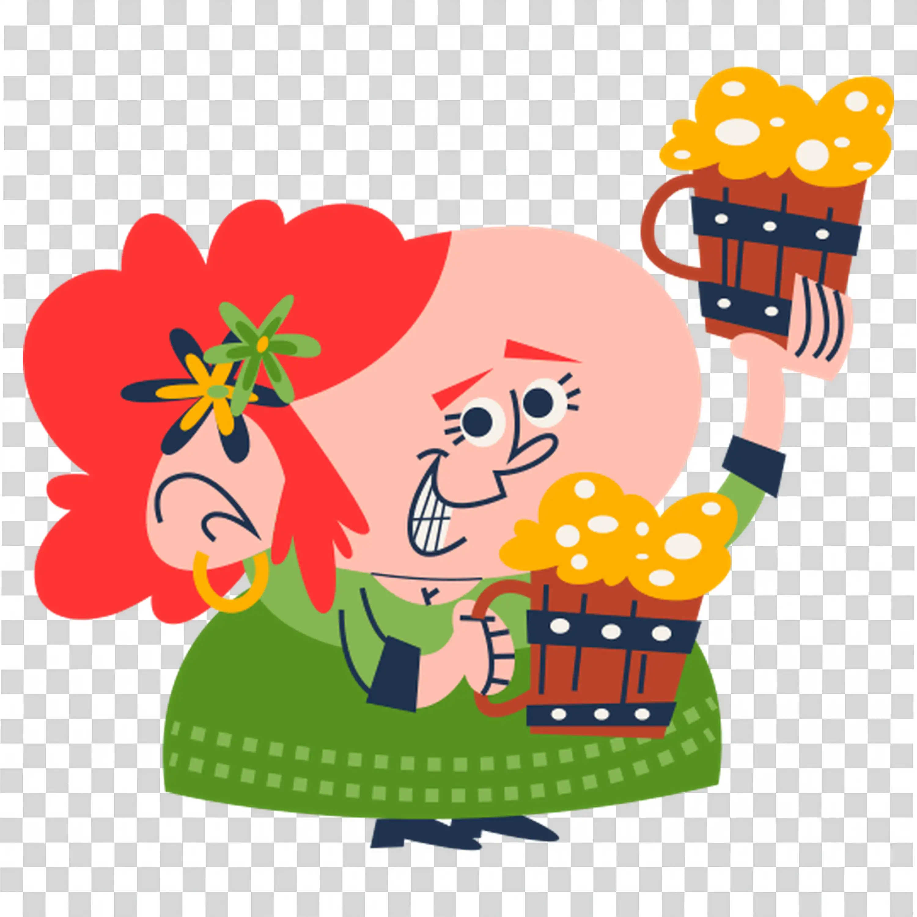 Girl with Colorful Flower Hair and Floral Background